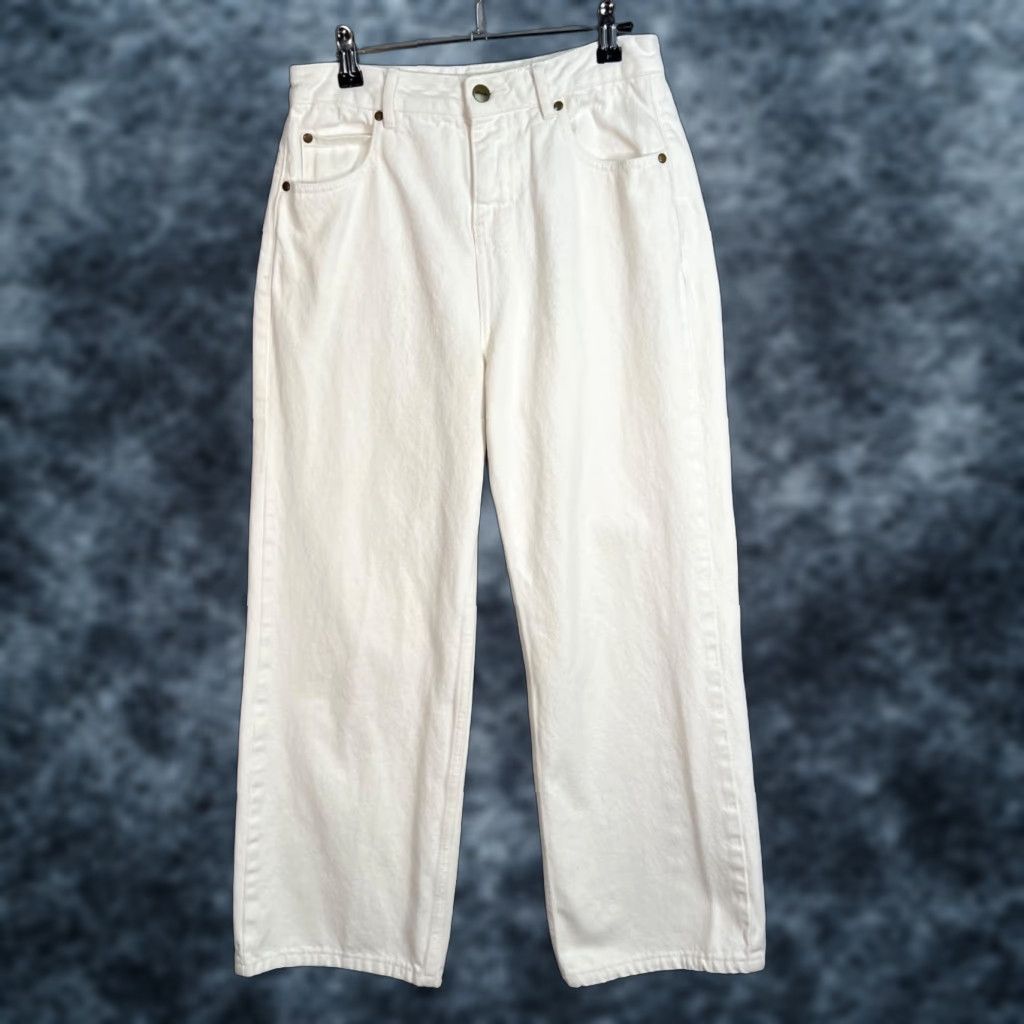 Afends Afends Womens Size 24 Organic Cotton White High-Waist Straight-Leg Jeans Denim Shirt? Size 42" / US 20 - 1 Thumbnail