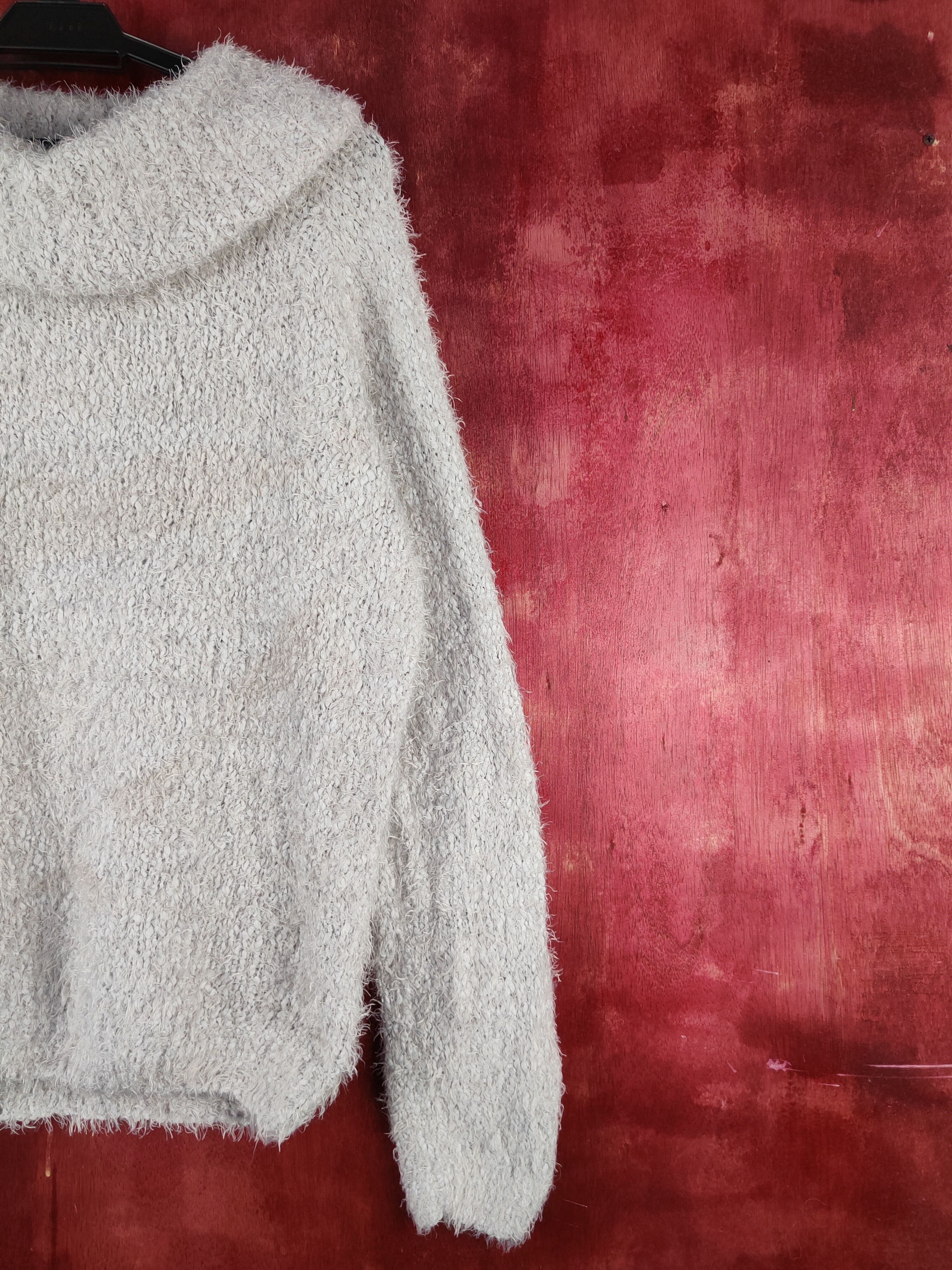 Homespun Knitwear Dreskip Light Gray Shag Shaggy Fur Mohair Knitwear #S2099 Size L / US 10 / IT 46 - 5 Thumbnail