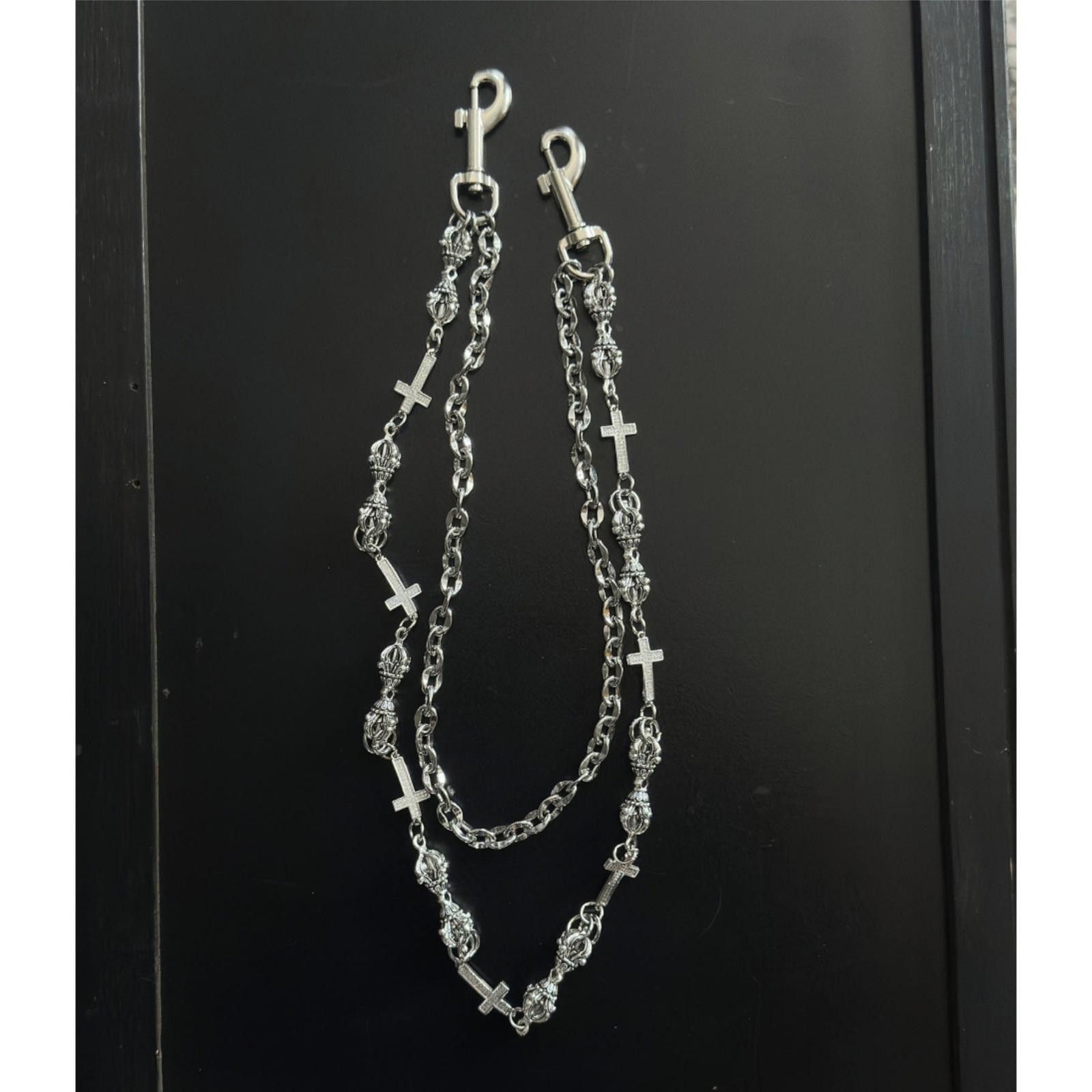 Jewelry Silver Cross Chain Wallet Chain, Gothic Punk Accessory Size ONE SIZE - 5 Thumbnail