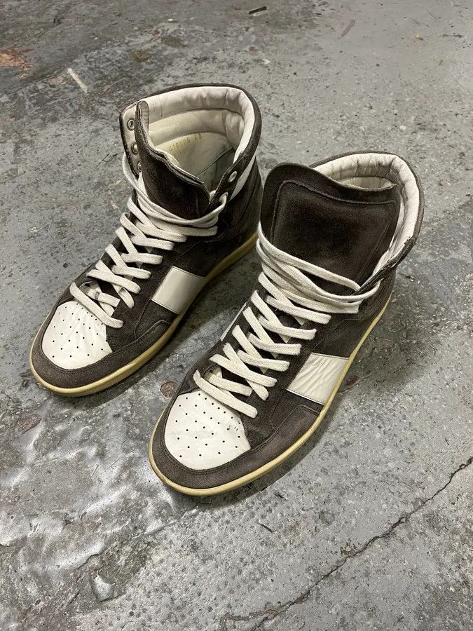 Designer × Saint Laurent Paris × Vintage Saint Laurent SL10H Grey & Suede High Shoes by Hedi Slimane Size US 7 / EU 40 - 3 Thumbnail
