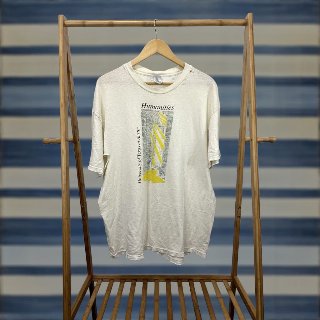 Hanes VINTAGE Euripides Mysteries of Thought Thrashed Worn Cotton T-Shirt XL Mens White Size US XL / EU 56 / 4 - 1 Thumbnail