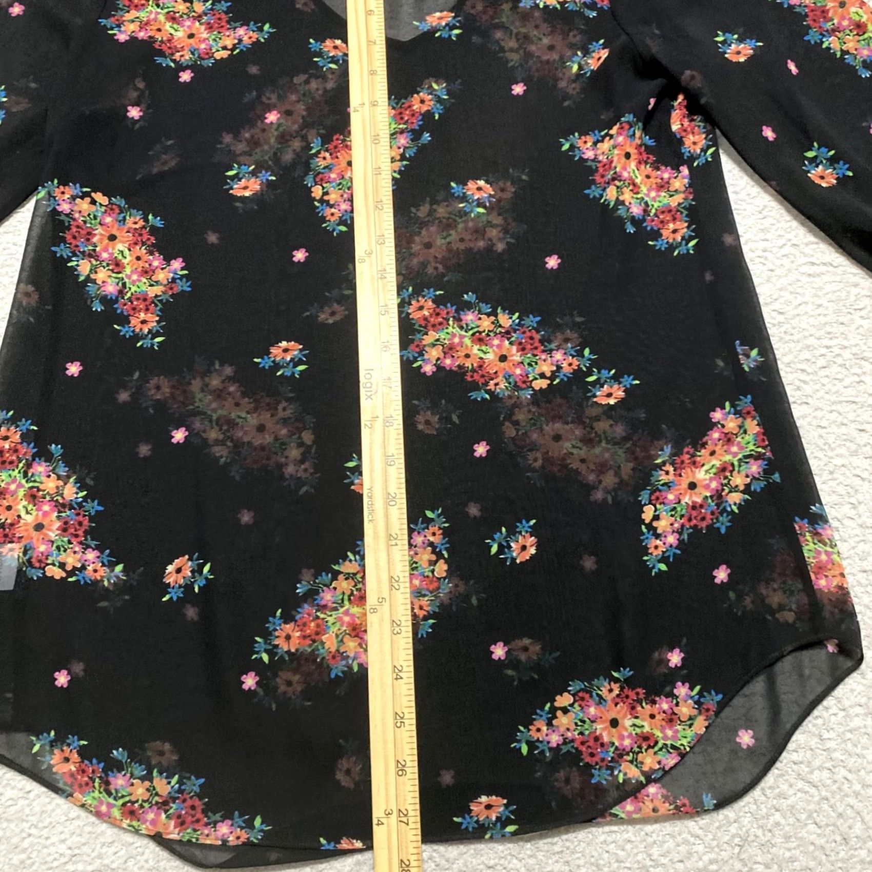 Vintage Cabi Shirt Womens Small Black Floral V Neck Long Sleeve Sheer Pullover Size S / US 4 / IT 40 - 7 Thumbnail