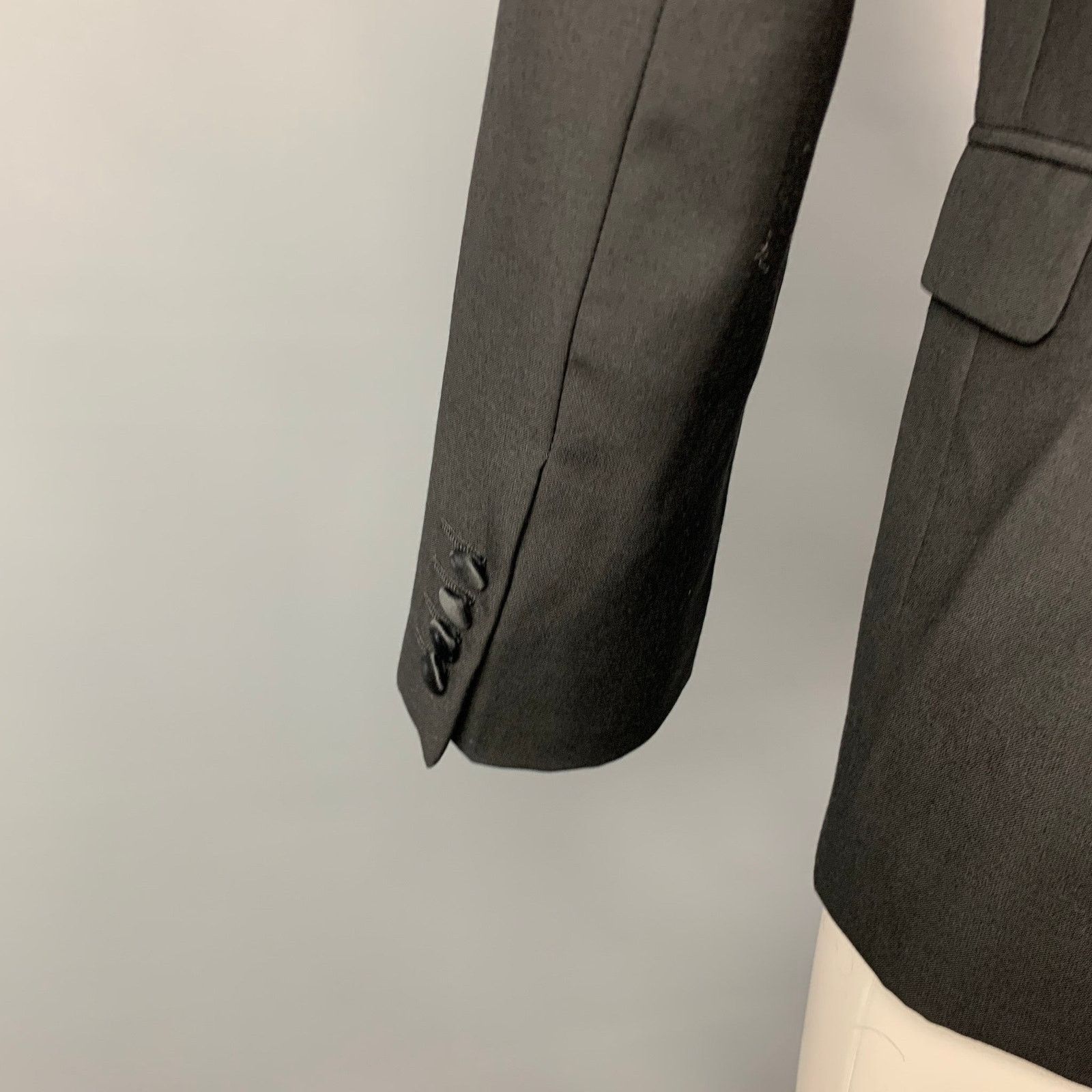 Calvin Klein Size 36 Black Wool Peak Lapel Tuxedo Sport Coat Size 36R - 5 Thumbnail