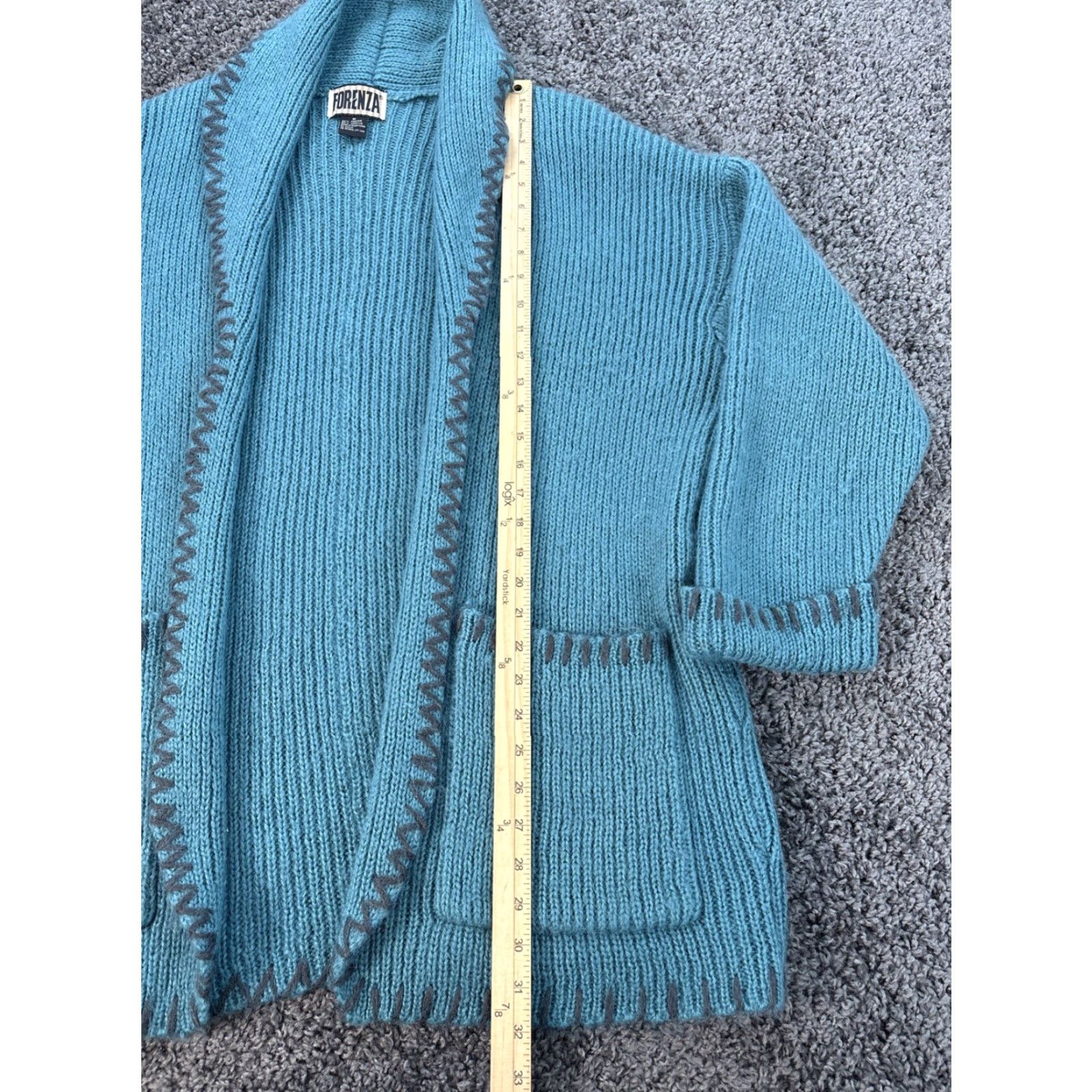 Vintage VINTAGE Forenza Cardigan Sweater Womens Medium Open Front Knit Mohair Turquoise Blue Size M / US 6-8 / IT 42-44 - 2 Thumbnail