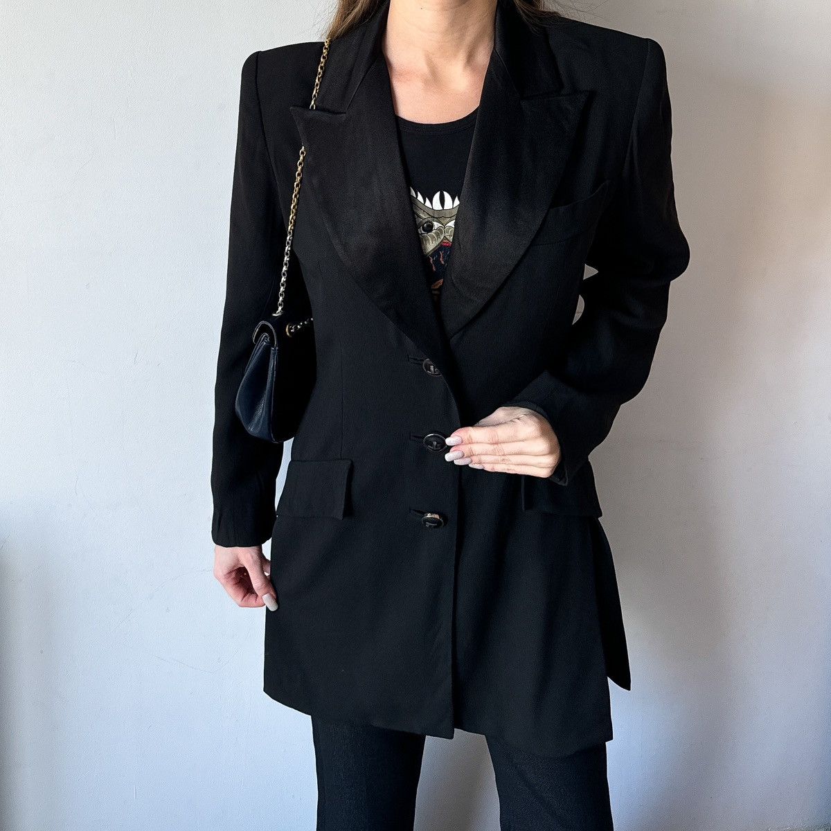 Designer × Jean-Louis Scherrer × Vintage Jean Louis Scherrer Boutique Paris Black Blazer 90's Size L / US 10 / IT 46 - 6 Thumbnail