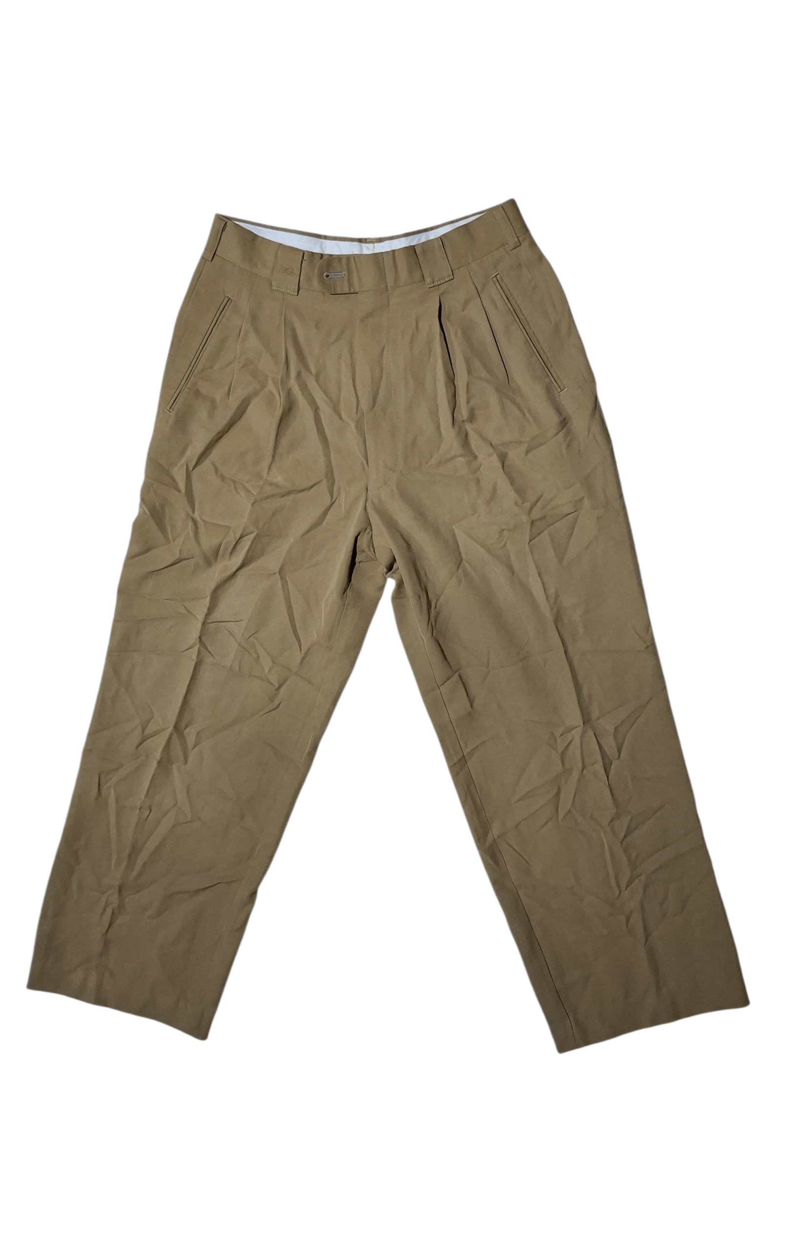 Balenciaga Vintage Balenciaga Sports Paris Pleated Trousers Khaki Beige Size 28" / US 6 / IT 42 - 1 Thumbnail