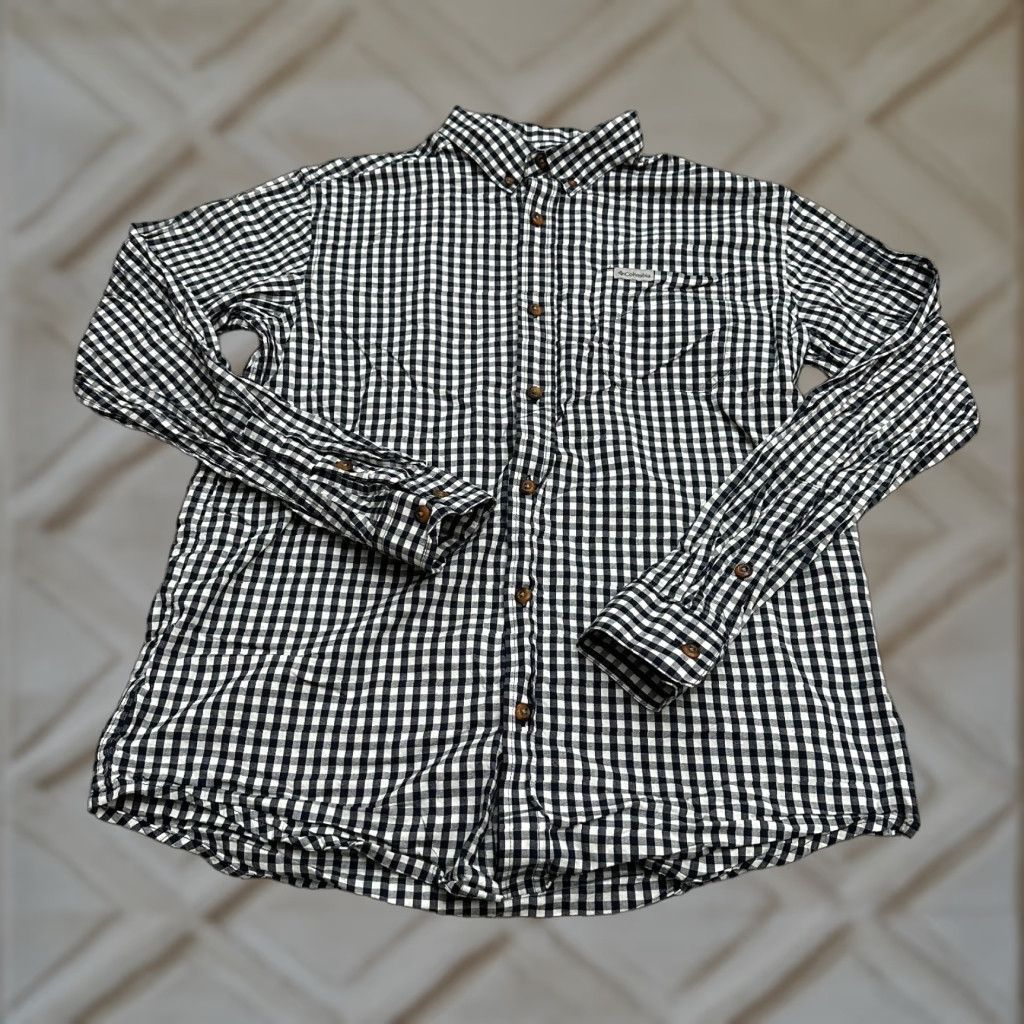 Vintage Columbia Button-Up Shirt Men Medium Blue White Check Cotton Spandex Casual All Seasons Mens Size US M / EU 48-50 / 2 - 1 Thumbnail