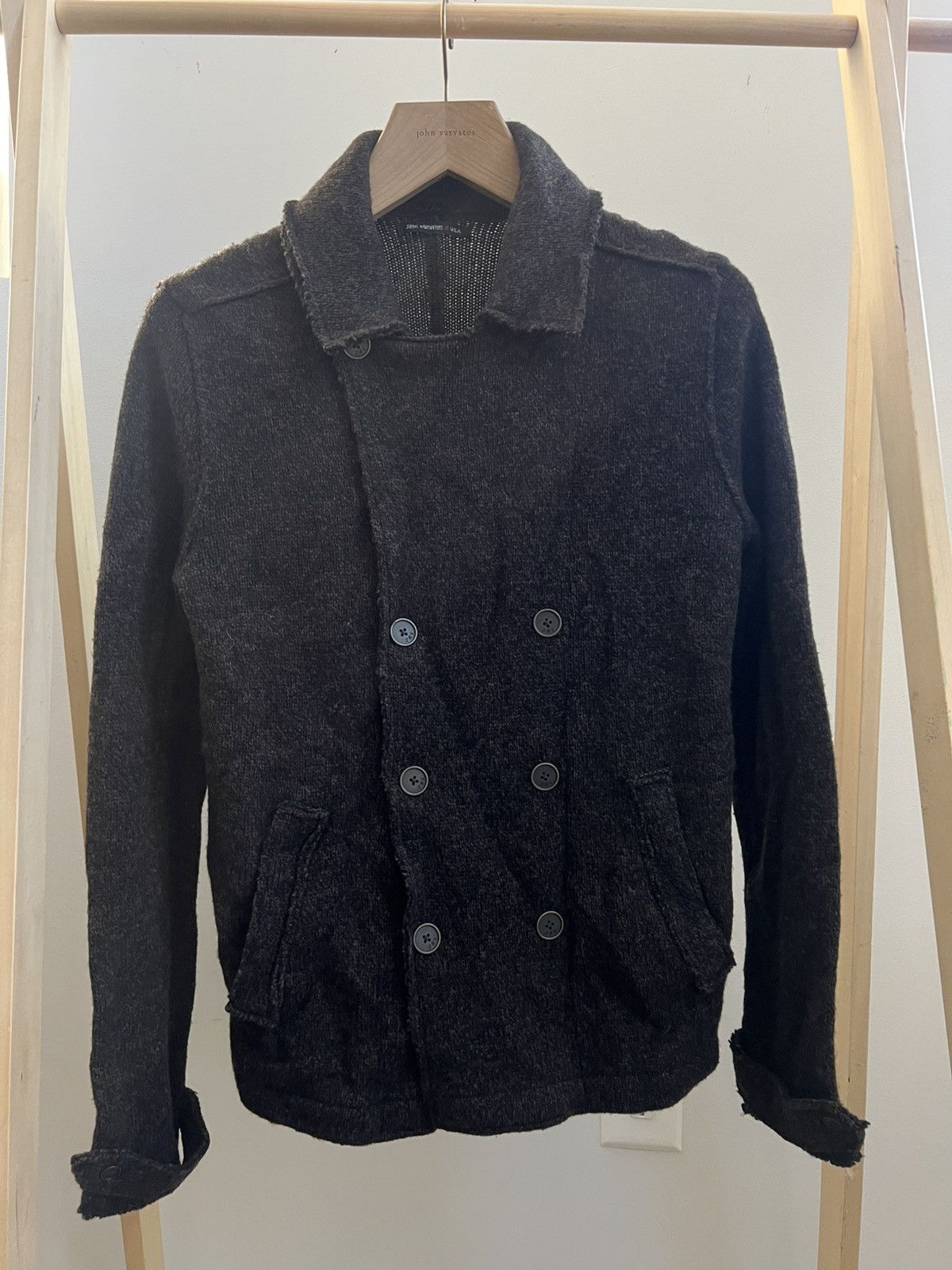 John Varvatos Raw Edge Sweater Peatcoat STAR USA Size US M / EU 48-50 / 2 - 3 Thumbnail