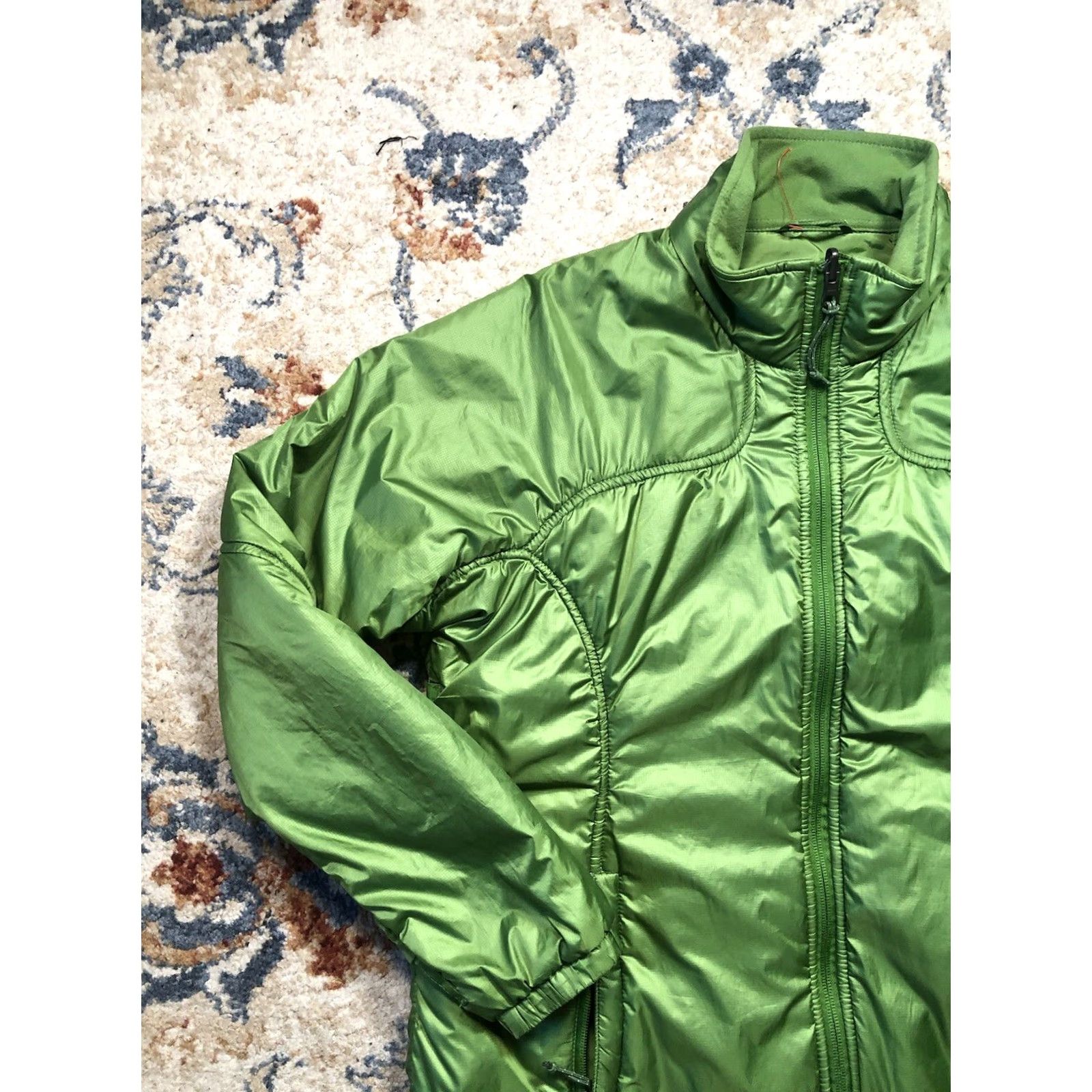 Vintage L.L. Bean Puffer Jacket Womens Large Green Nylon Down Quilted Mid-Length Long Sleeve Zip Coat Size L / US 10 / IT 46 - 3 Thumbnail