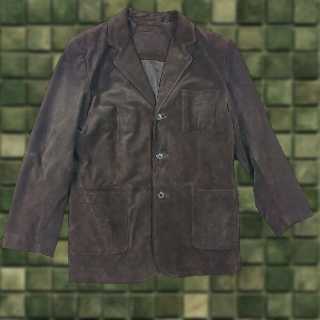 Roundtree & Yorke VINTAGE Roundtree & Yorke Suede Leather Blazer Sport Coat Mens M Brown Size 40R - 1 Thumbnail