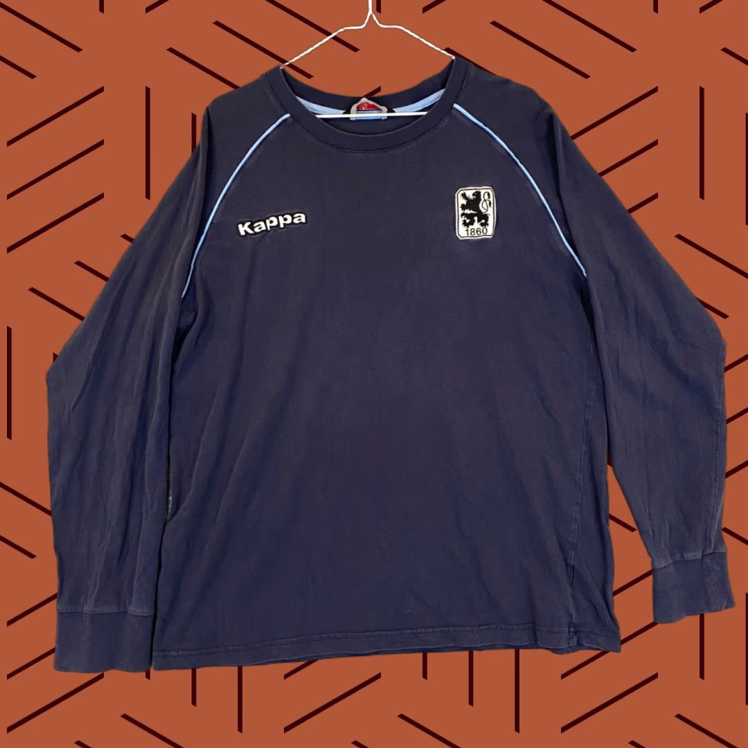 Kappa Kappa Munich Soccer Shirt Mens L/XL Faded Navy Blue Futbol TSV 1860 Top L/S - Blue Cotton T-Shirt, Classic Logo, Men, Regular Fit Size US L / EU 52-54 / 3 - 1 Thumbnail