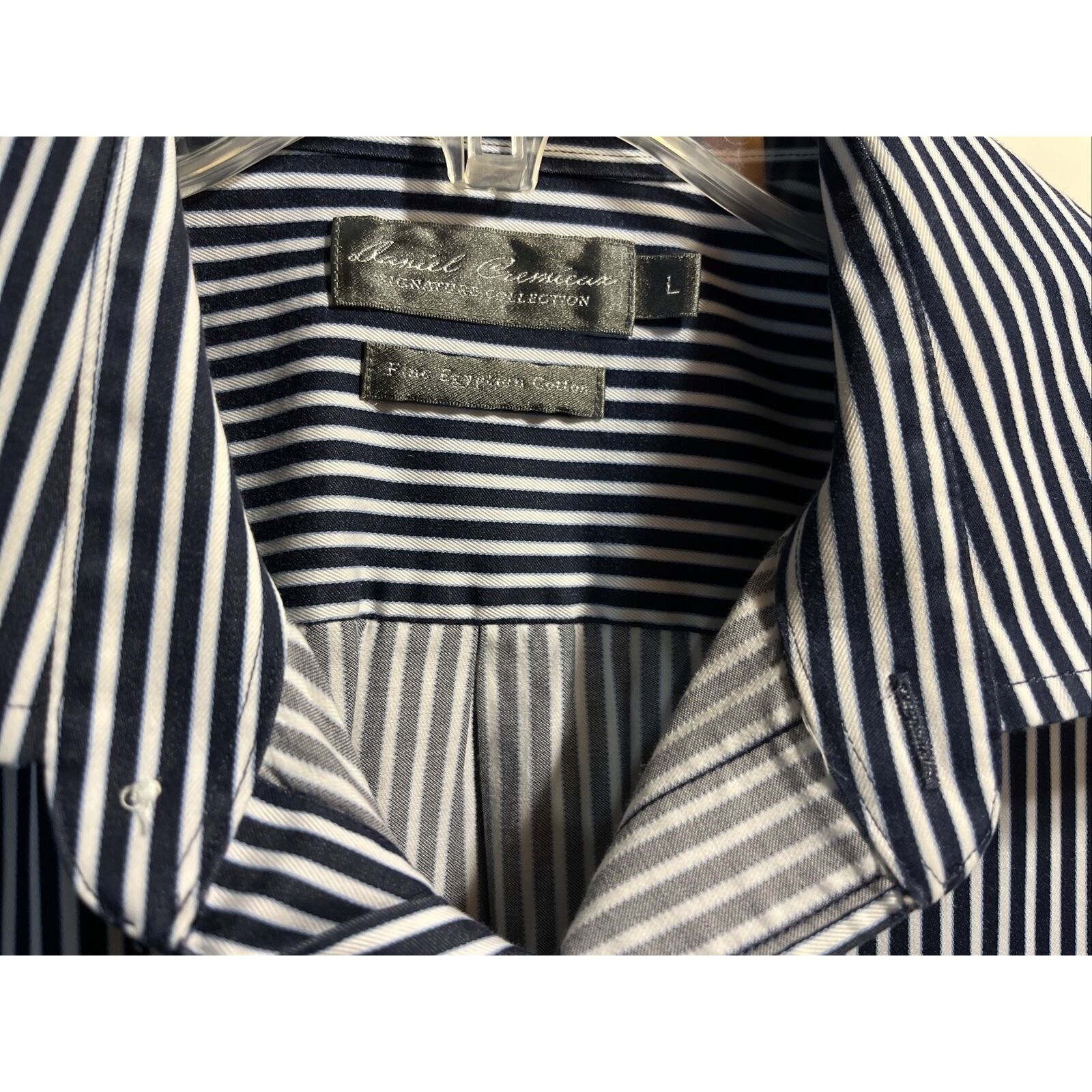 Daniel Cremieux Daniel Cremieux Men's L Blue Stripe SS Egyptian Cotton Shirt Size US L / EU 52-54 / 3 - 6 Thumbnail