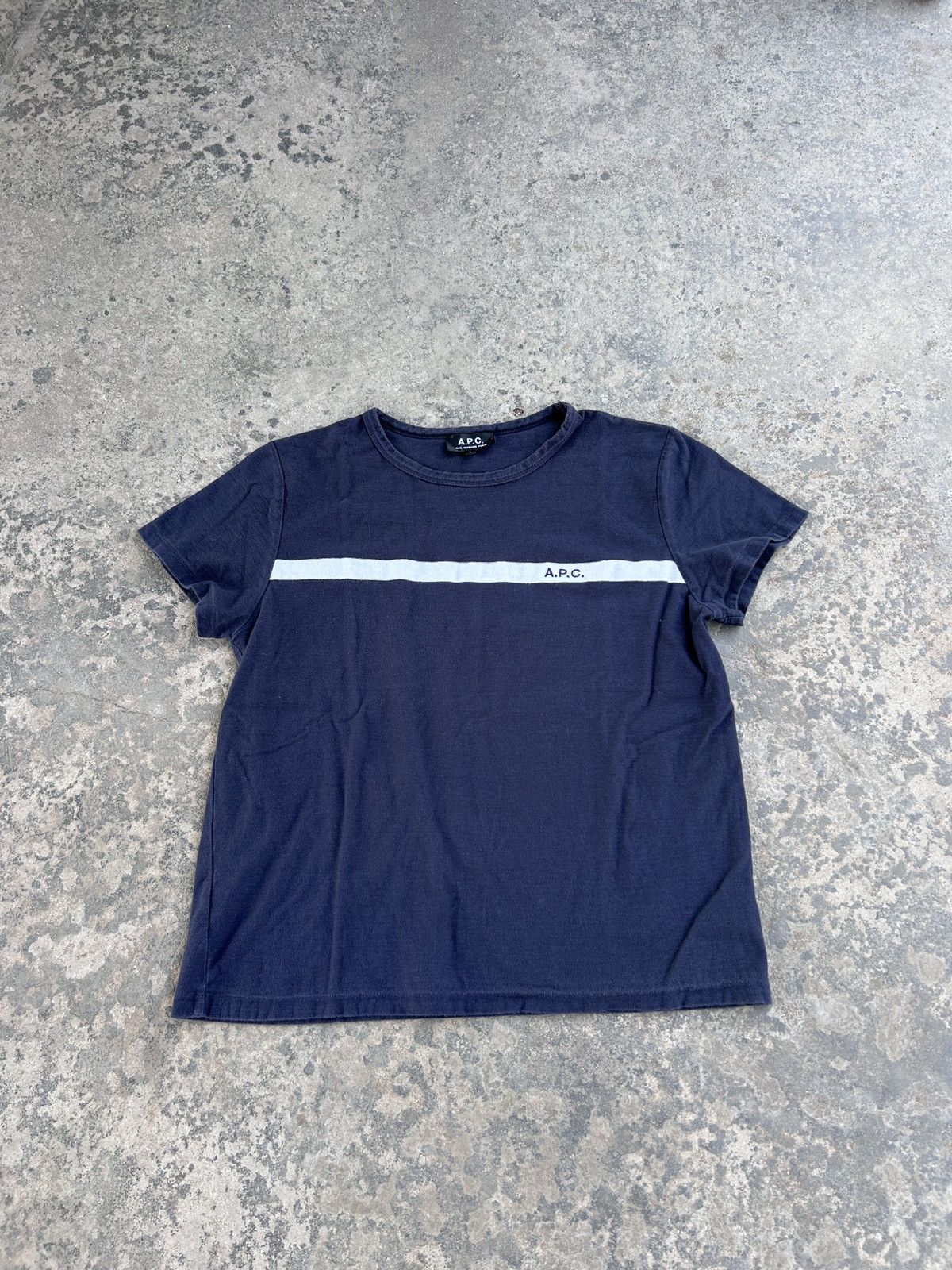 A.P.C. A.P.C. Yukata T-shirt in dark navy blue cotton jacquard Size L / US 10 / IT 46 - 1 Preview