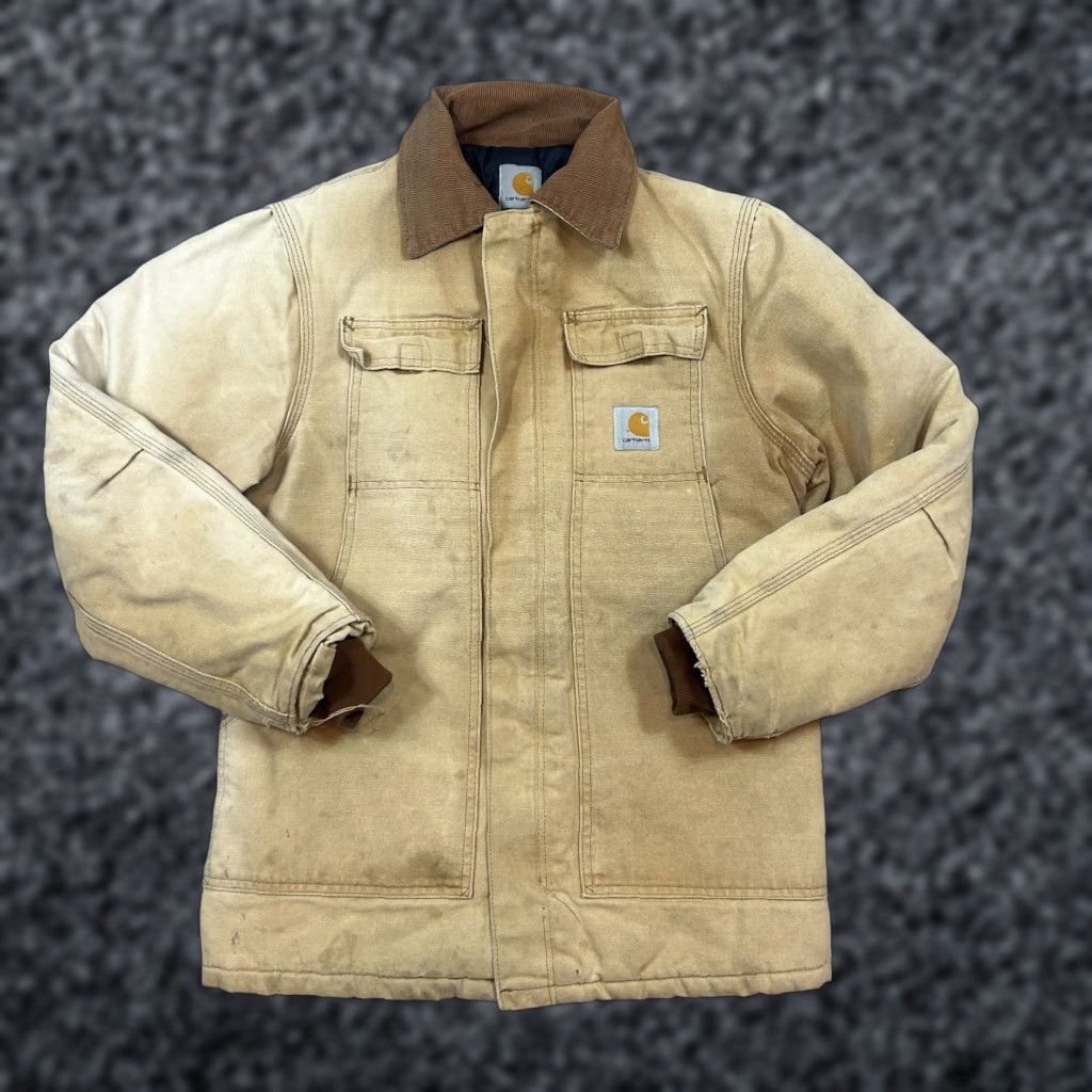 Carhartt VINTAGE Carhartt Jacket Mens Small Corduroy Bomber Insulated Beige Detroit Collar Size US S / EU 44-46 / 1 - 1 Thumbnail