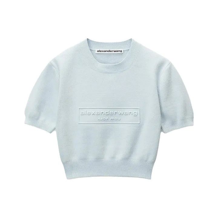 Alexander Wang Alexander Wang Blue Short Sleeve Knit T-Shirt 0079 Size S / US 4 / IT 40 - 1 Thumbnail