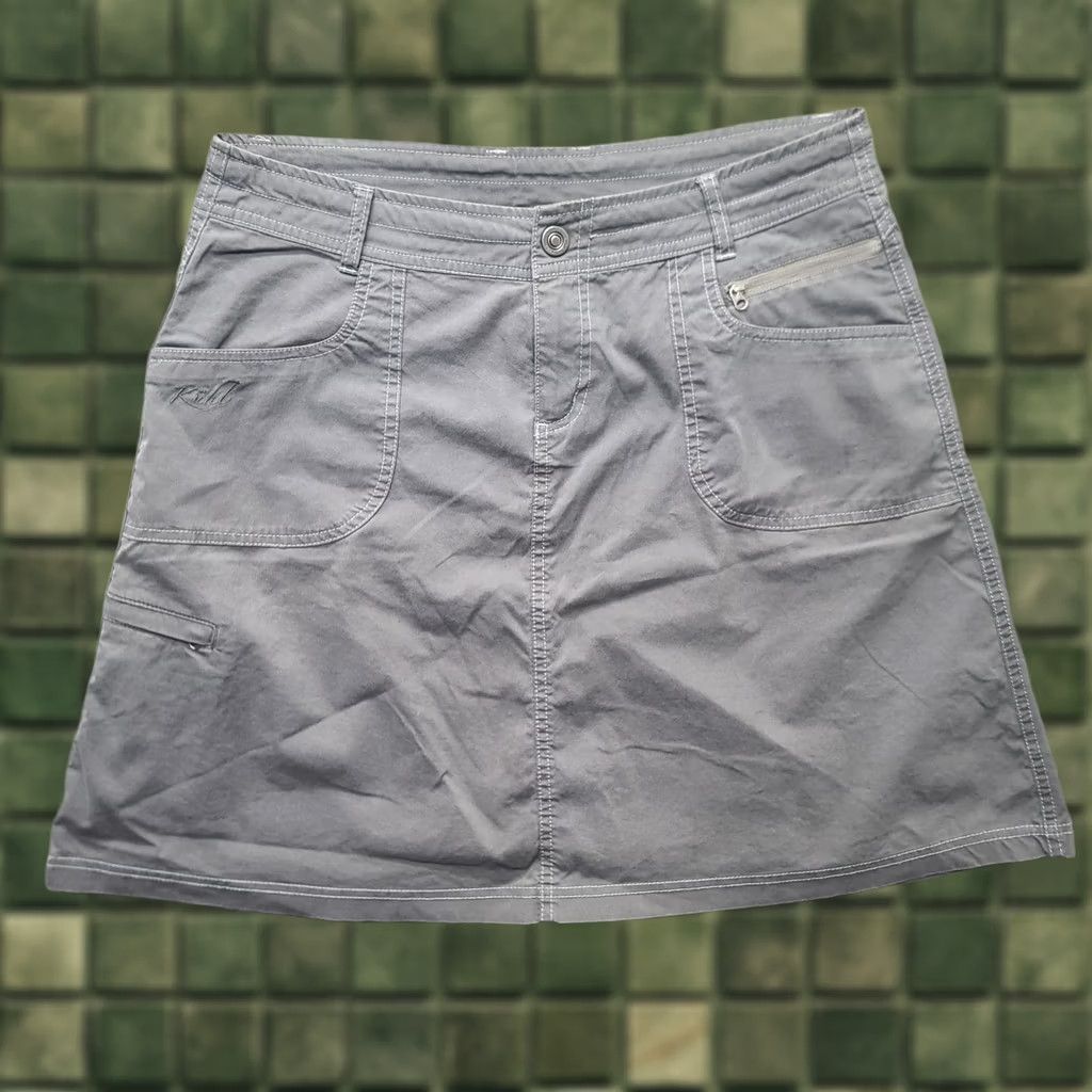 Vintage Kuhl Women’s 10 Regular Splash Skirt A-Line Knee Length Mid Rise Cotton Nylon Spandex Canvas Gray Lightweight Pockets Travel Casual Size 32" / US 10 / IT 46 - 1 Thumbnail