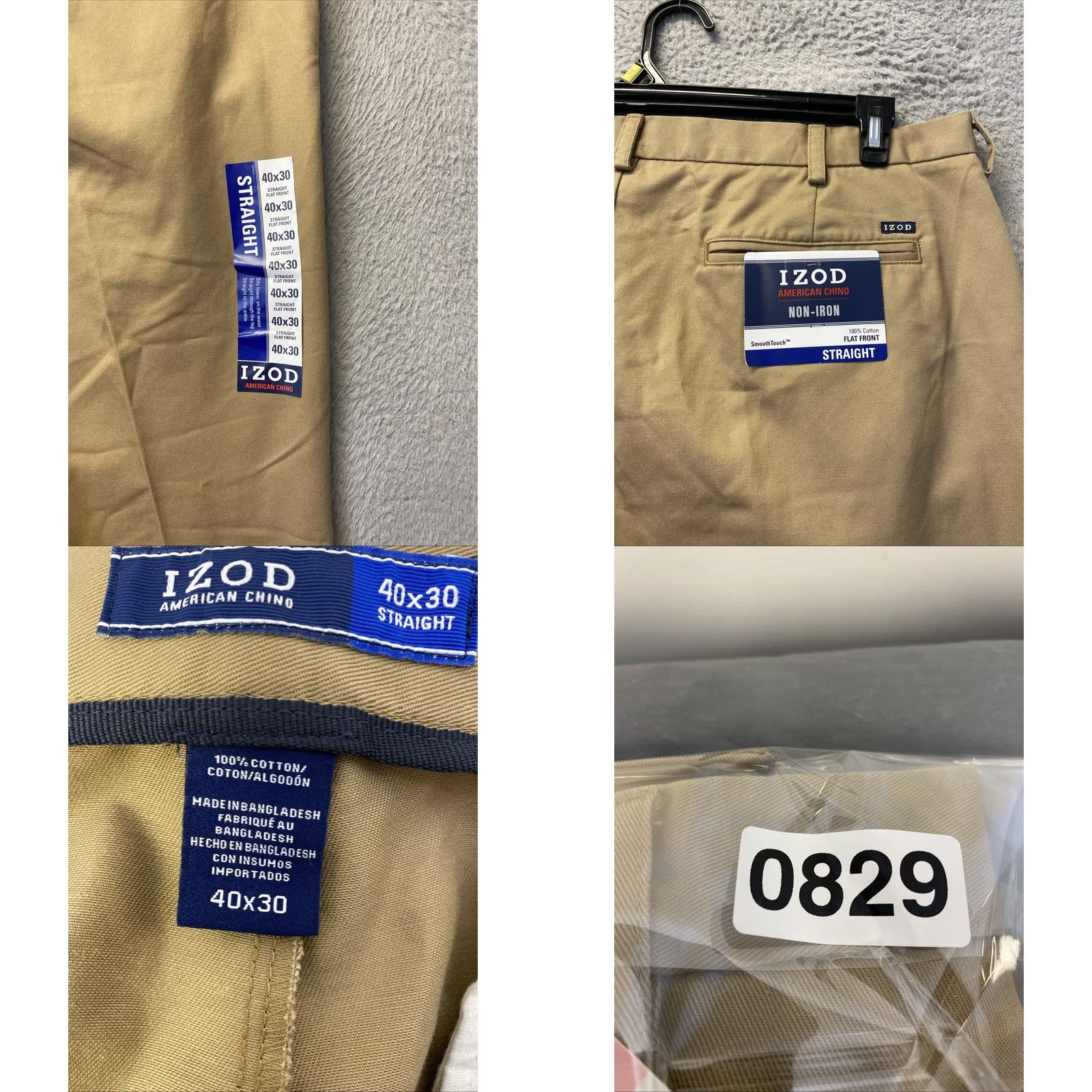 Izod Izod American Chino Pants Mens 40x30 Light Brown Regular Fit Flat Front Cotton Stretch /0829 Size US 40 / EU 56 - 8 Thumbnail