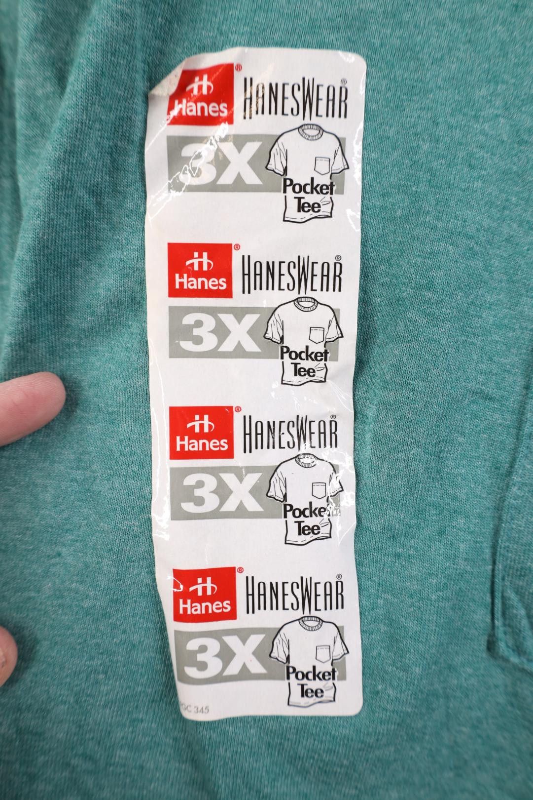 Hanes Deadstock Vintage 90s Hanes T-Shirt Miro Green Heather USA Size US XXL / EU 58 / 5 - 4 Thumbnail