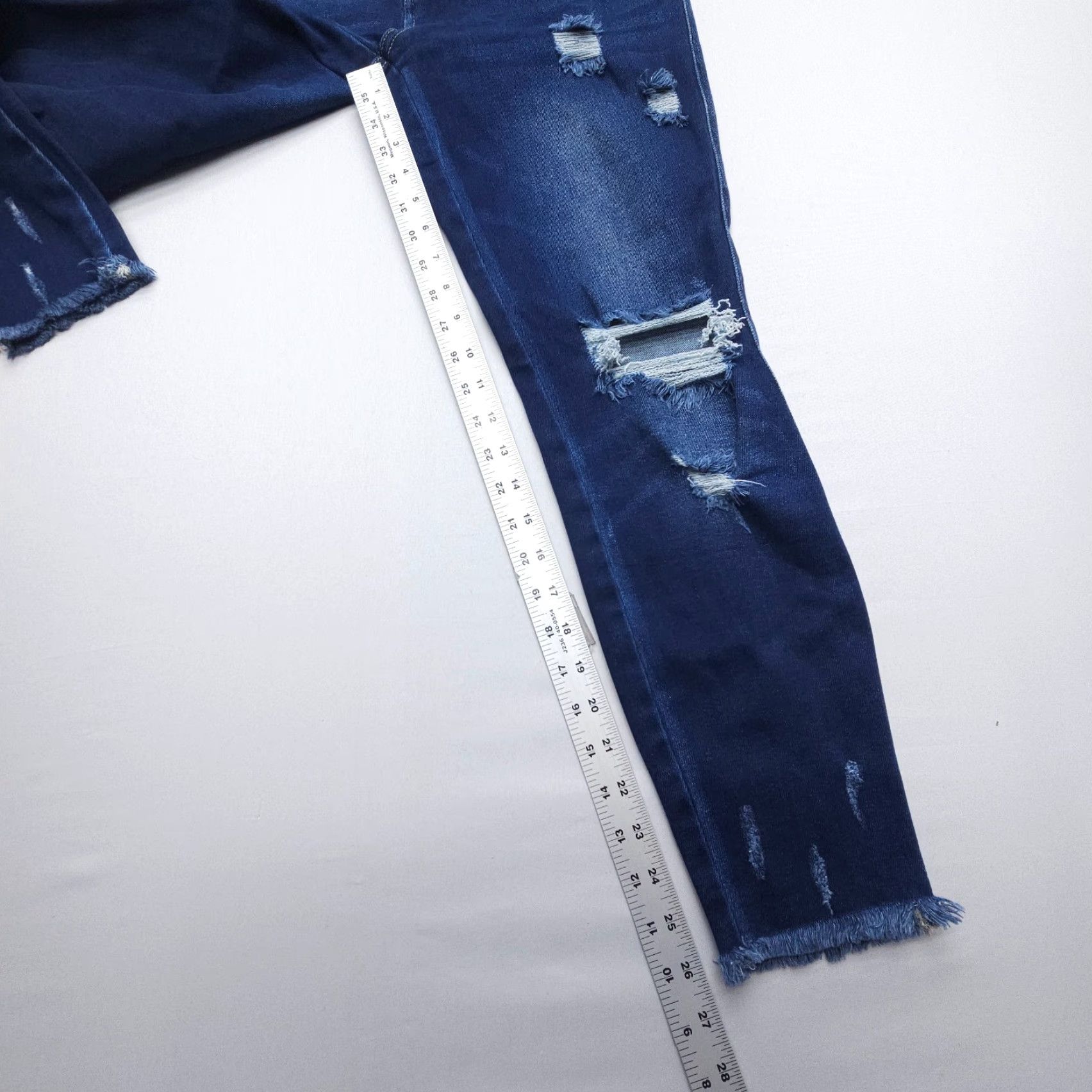 Vintage KanCan Skinny Jeans Womens 27 High Rise Button Fly Dark Wash Denim 5-Pocket Distressed Stretch Blue USA Theme American Vintage: No Women's Jeans Size 27" / US 4 / IT 40 - 6 Thumbnail