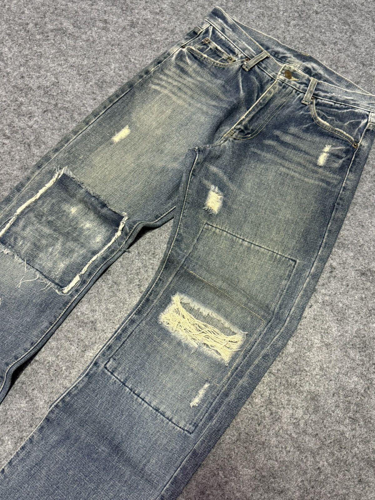Japanese Brand Distressed Patch Work Japanese Grunge Denim Pants Size US 30 / EU 46 - 3 Thumbnail