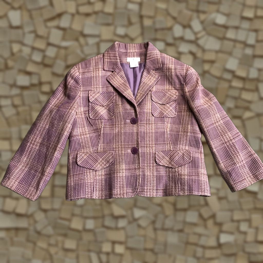 Worthington Worthington Jacket, Women's Size 14, Purple Brown, Shoulder Pads, Jacket, Women, 14, Brown, 90s? Size XL / US 12-14 / IT 48-50 - 1 Thumbnail