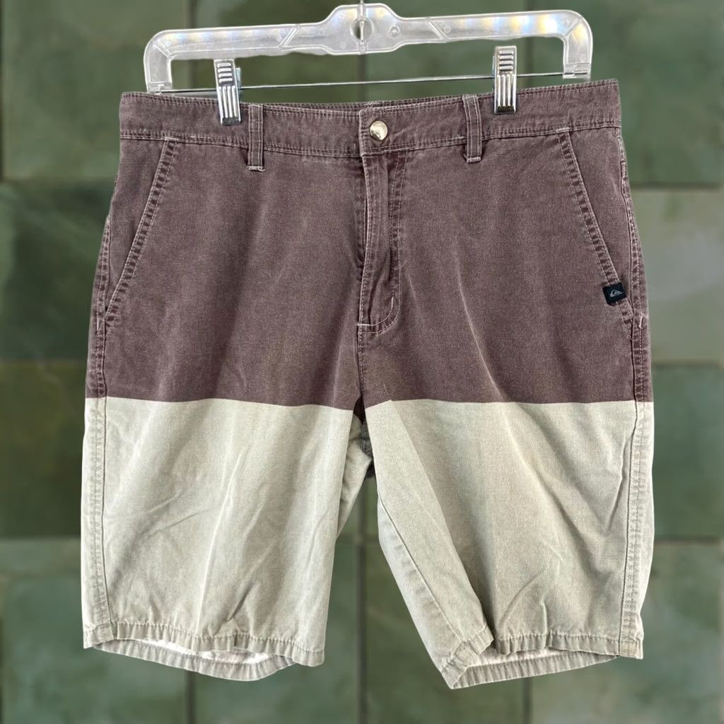 Quiksilver Quiksilver Mens Shorts Colorblock Brown 30 Canvas Cotton Quick Dry Pockets Beach 90s? Size US 30 / EU 46 - 1 Thumbnail
