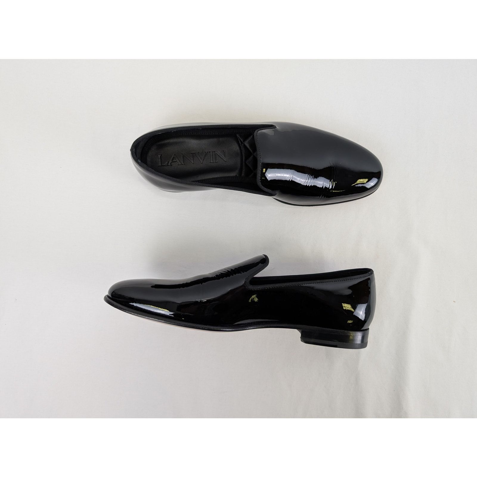 Lanvin o1rshd1 Patent Leather Loafer Shoe Boots in Black Size US 11 / EU 44 - 1 Thumbnail