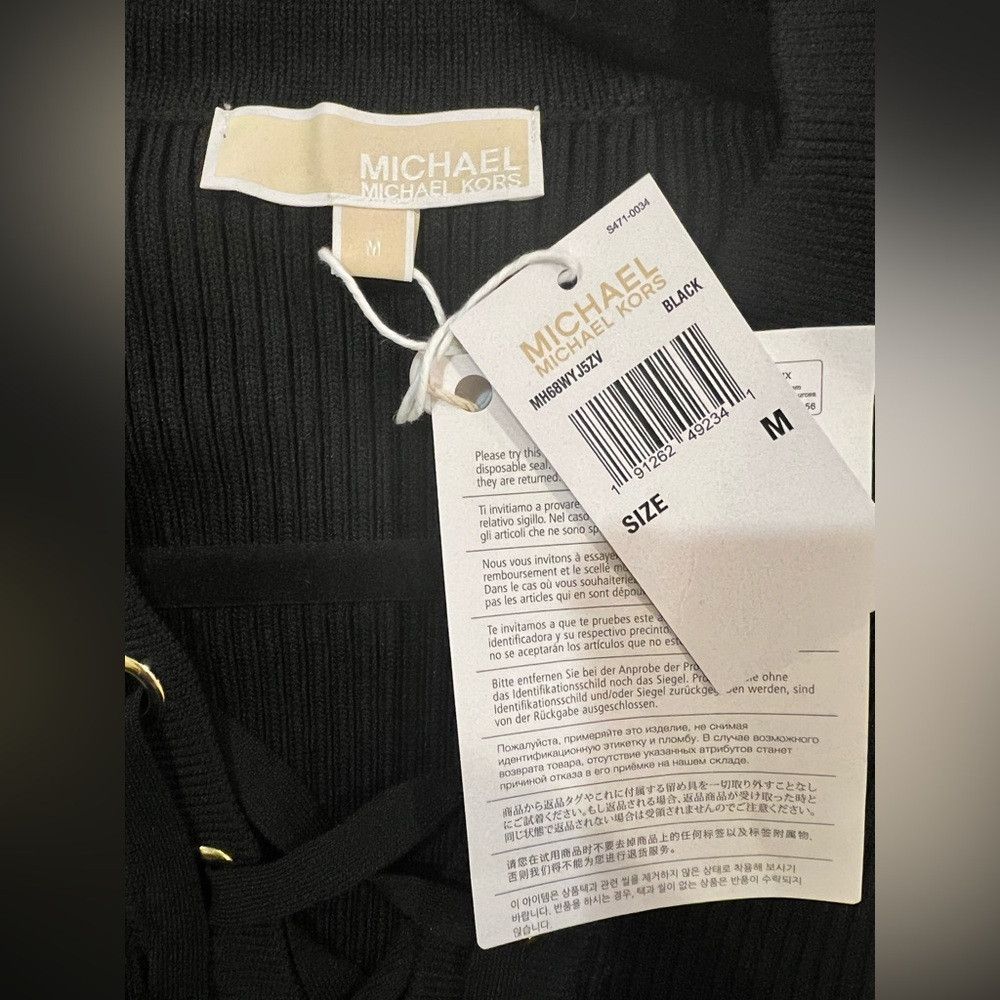 Michael Kors Michael Kors Ribbed Lace-Up Sweater Dress Black Gold NWT Size M / US 6-8 / IT 42-44 - 8 Thumbnail