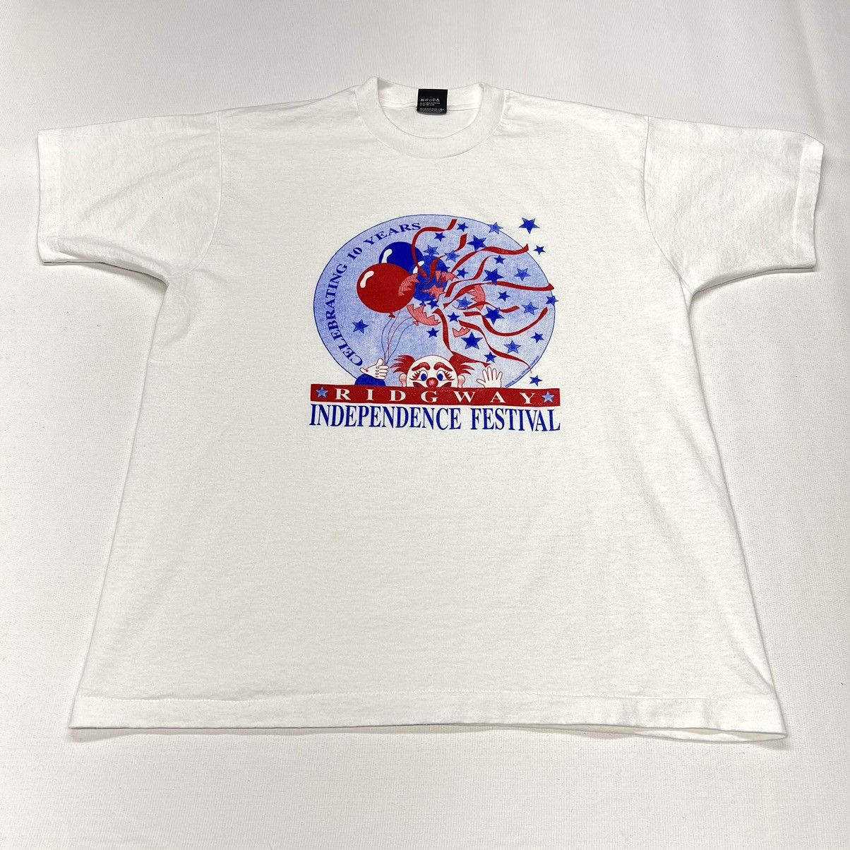 Other VTG Clown Circus Tee Shirt White Independence Single Stitch Size US XL / EU 56 / 4 - 1 Thumbnail