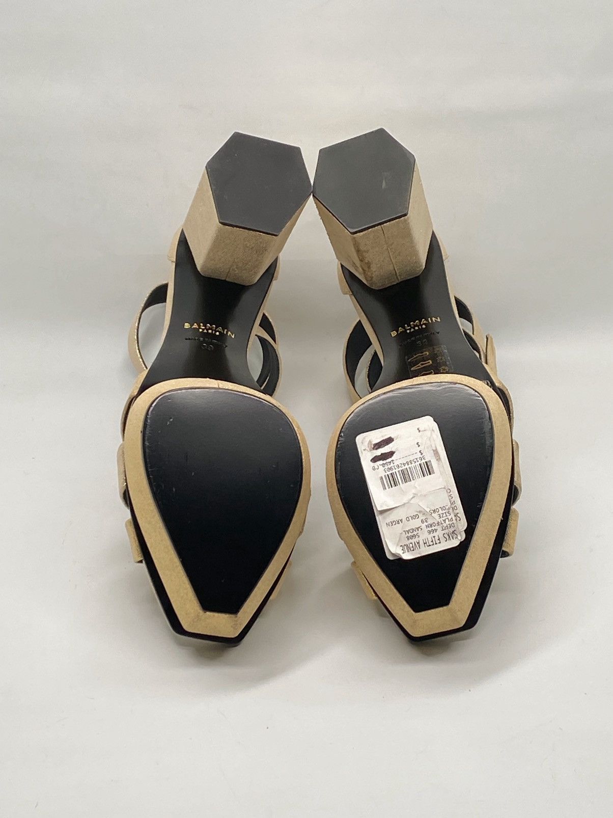 Balmain Balmain Ava Metallic Leather Platform Sandals size 39 Size US 9 / IT 39 - 12 Thumbnail