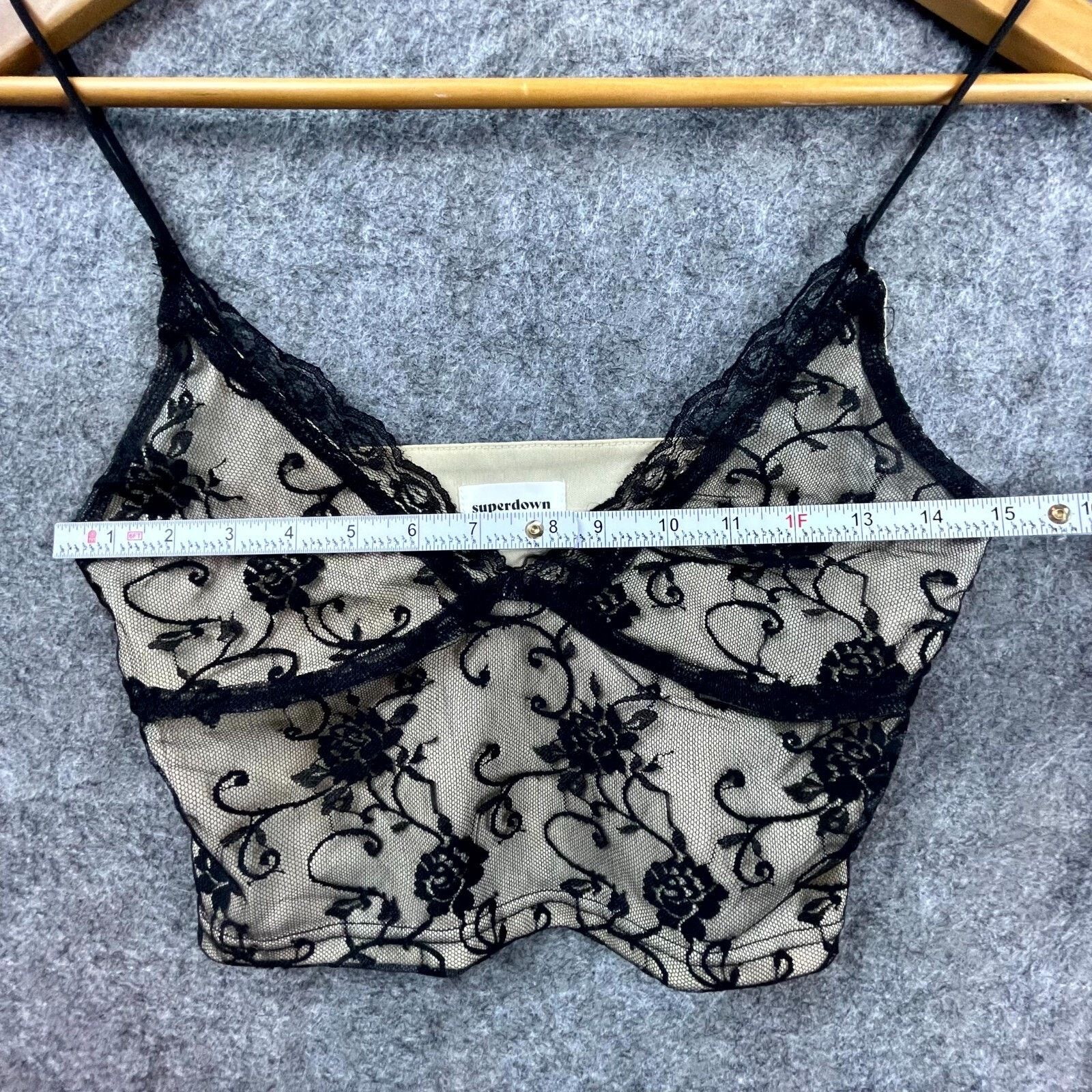 superdown Superdown Crop Top Women XS Black Lace Bralette Whimsigoth Size XS / US 0-2 / IT 36-38 - 4 Thumbnail