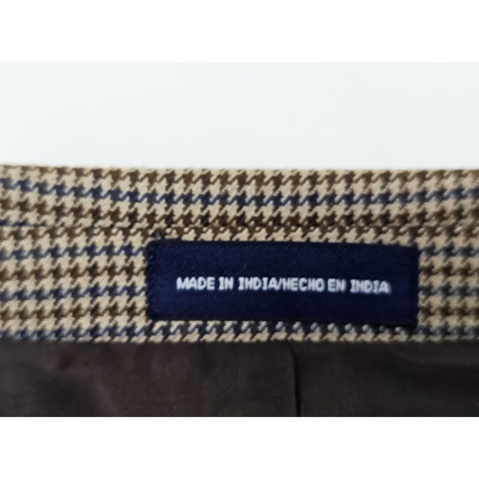 Stafford Stafford Essentials Tan & Navy Houndstooth Sport Coat Men 42 Short EUC Wool Wool Blend Beig e Decade/Theme: Sports Size US 42 / EU 58 - 6 Thumbnail
