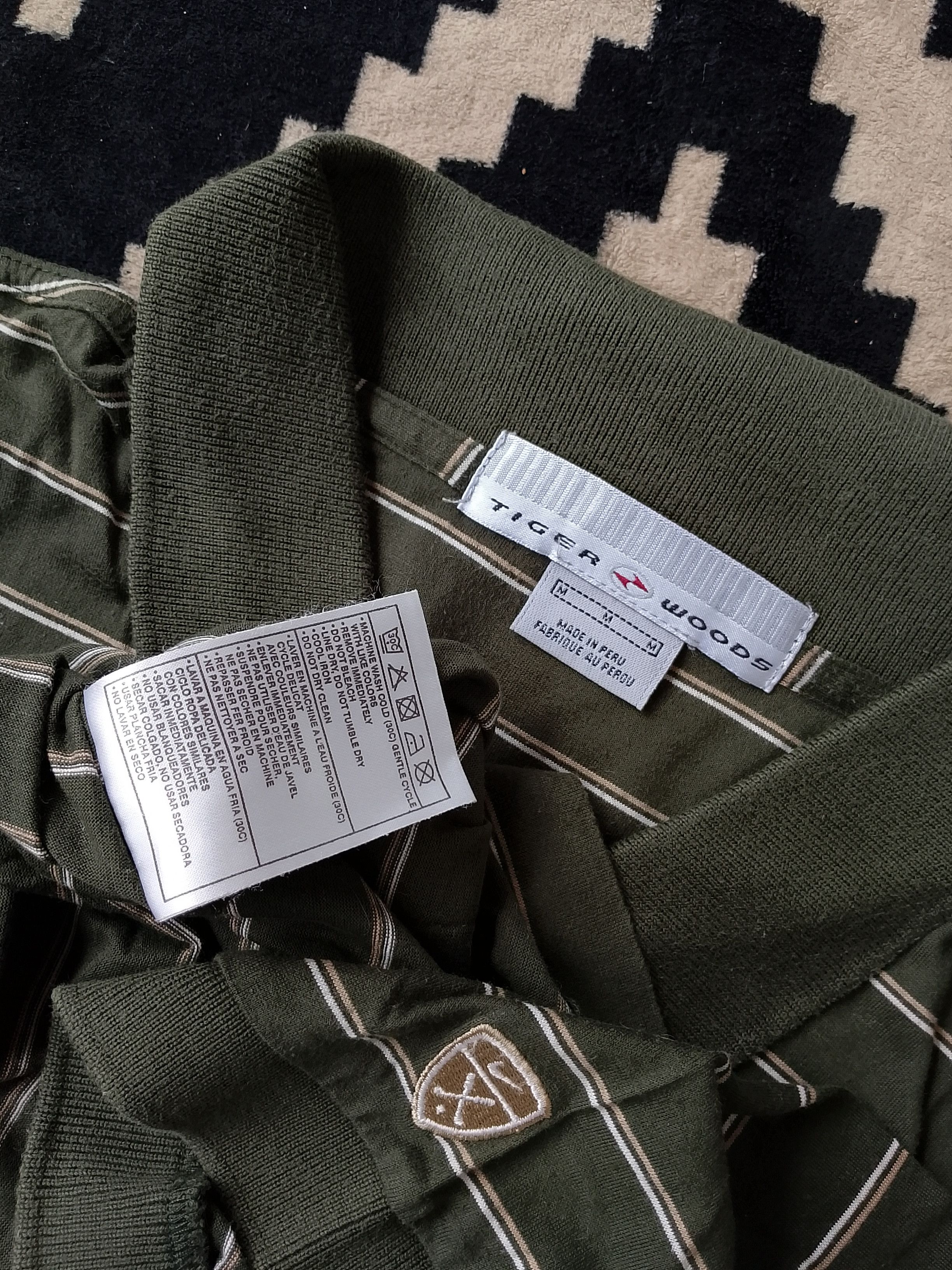 Nike × Tiger Woods Vintage Nike Tiger Woods Striped Polo Earth Tone Golfcore Size US M / EU 48-50 / 2 - 7 Thumbnail