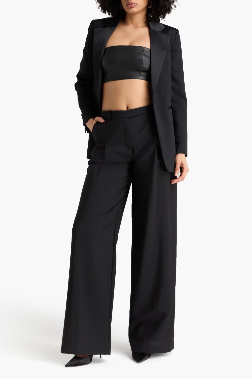 Versace 🔥 VERSACE Wide Leg Wool Blend Black Pants Trousers Size 26" / US 2 / IT 38 - 2 Thumbnail