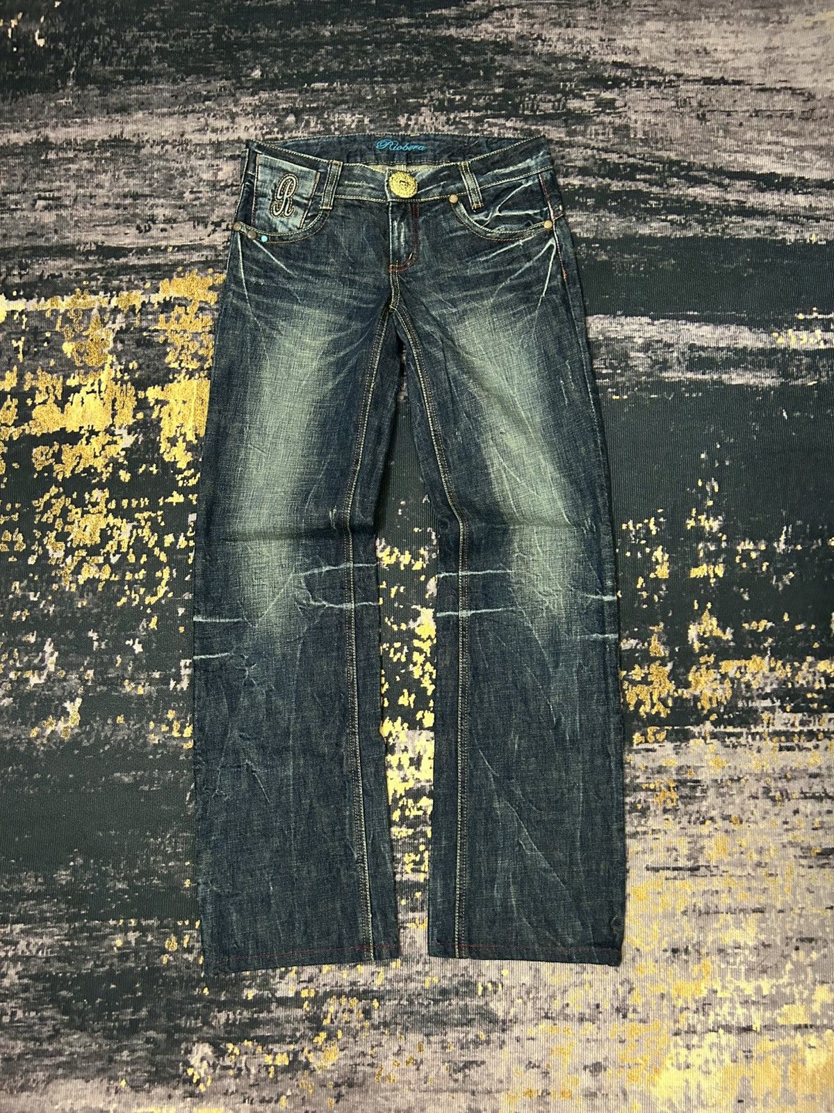 Tornado Mart Riobera Whiskered Studed Pocket Back Jeans Size US 30 / EU 46 - 3 Thumbnail