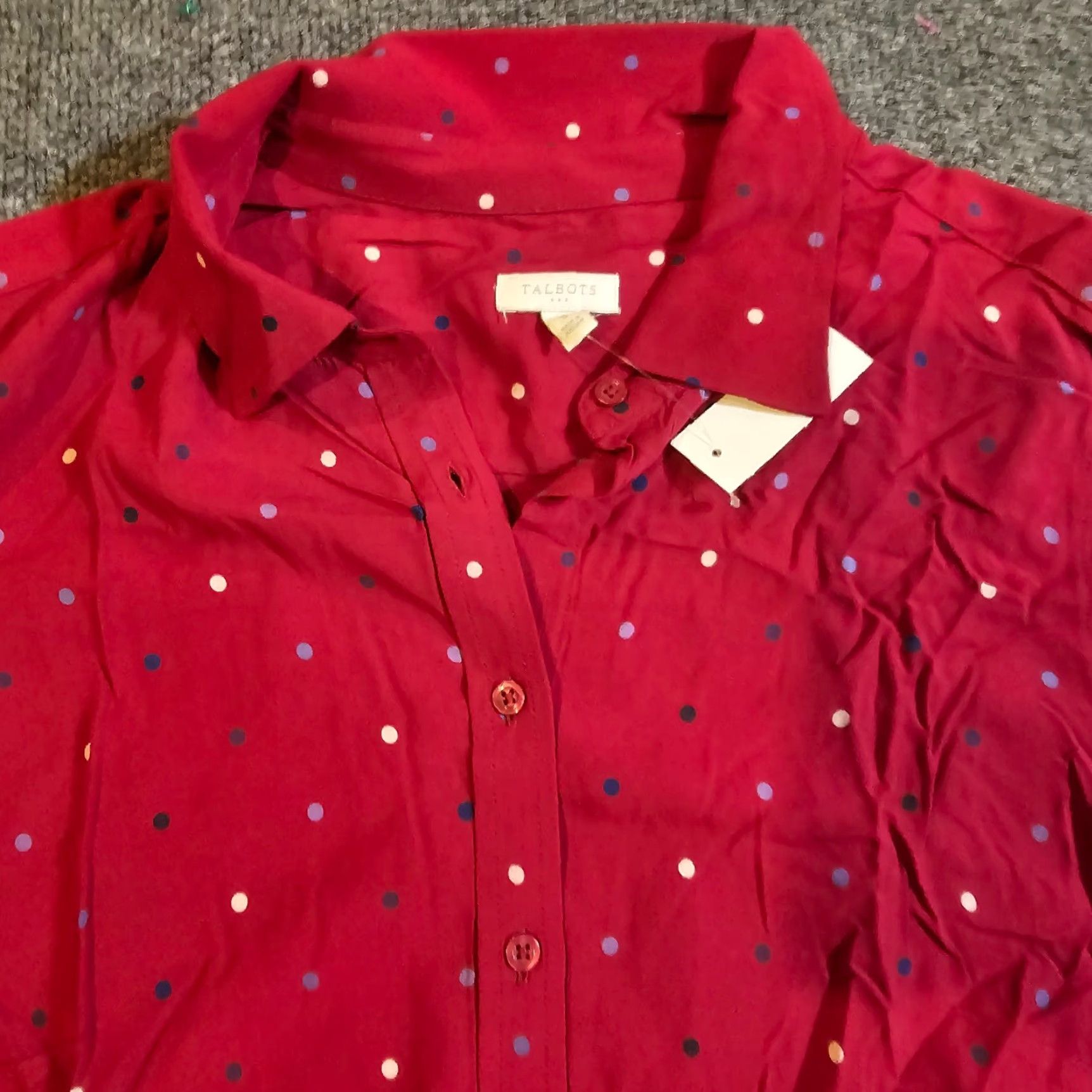Talbots Talbots Shirt Womens Size S Red Polka Dots Button Long Sleeve Casual Career Size S / US 4 / IT 40 - 2 Thumbnail