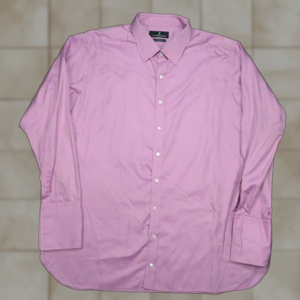 Turnbull & Asser Turnbull & Asser Shirt Mens 4XL Purple Bespoke Dress Shirt French Cuff Long Sleeve Size US XXL / EU 58 / 5 - 1 Thumbnail