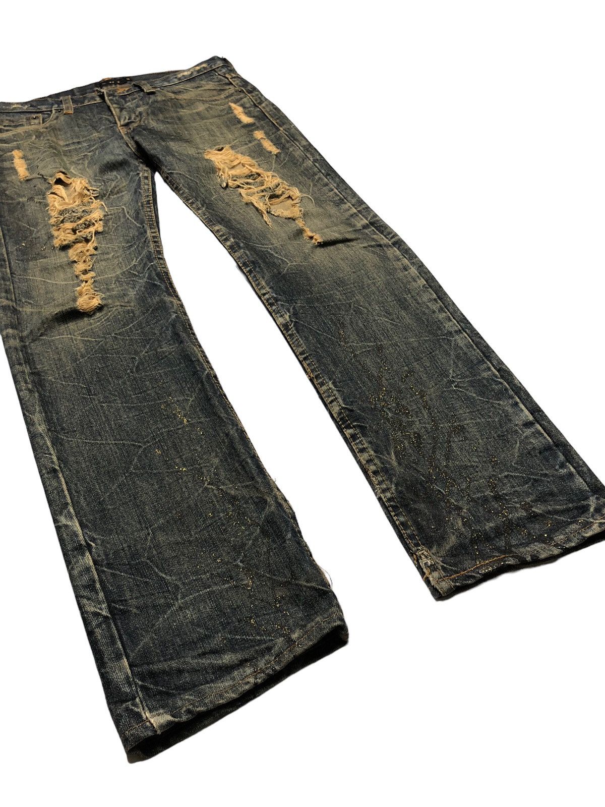 Japanese Brand Japanese Brand KUI distressed glitter rusty denim pants Size US 33 - 6 Thumbnail
