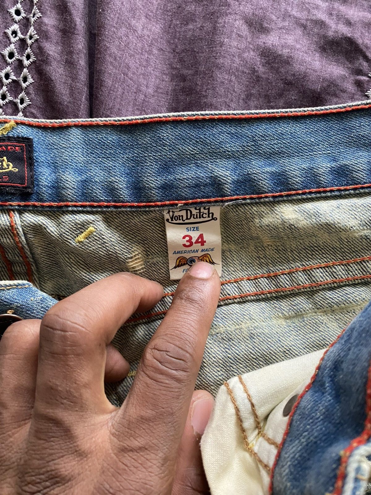 Von Dutch Von Dutch Originals Bleach Wash Distressed Jeans – Size 34 m Size US 34 / EU 50 - 4 Thumbnail