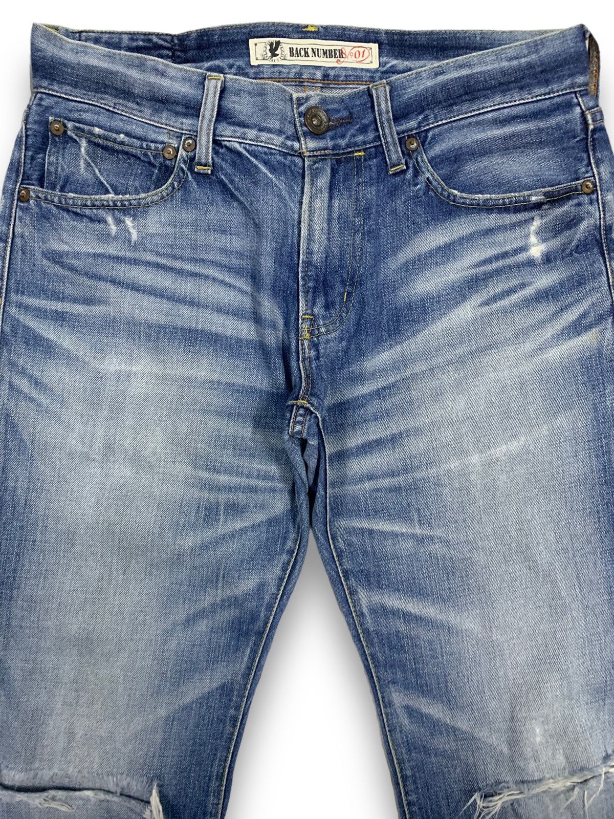 Japanese Brand Vintage Back Number Whiskers Straight Leg Distressed Jeans Size US 32 / EU 48 - 3 Thumbnail