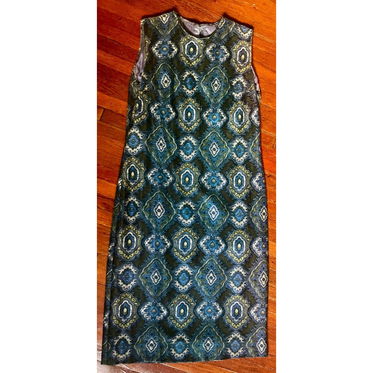 Vintage Vintage 60s Green Gold Mini Shift Dress Small Cocktail Party Size S / US 4 / IT 40 - 1 Thumbnail
