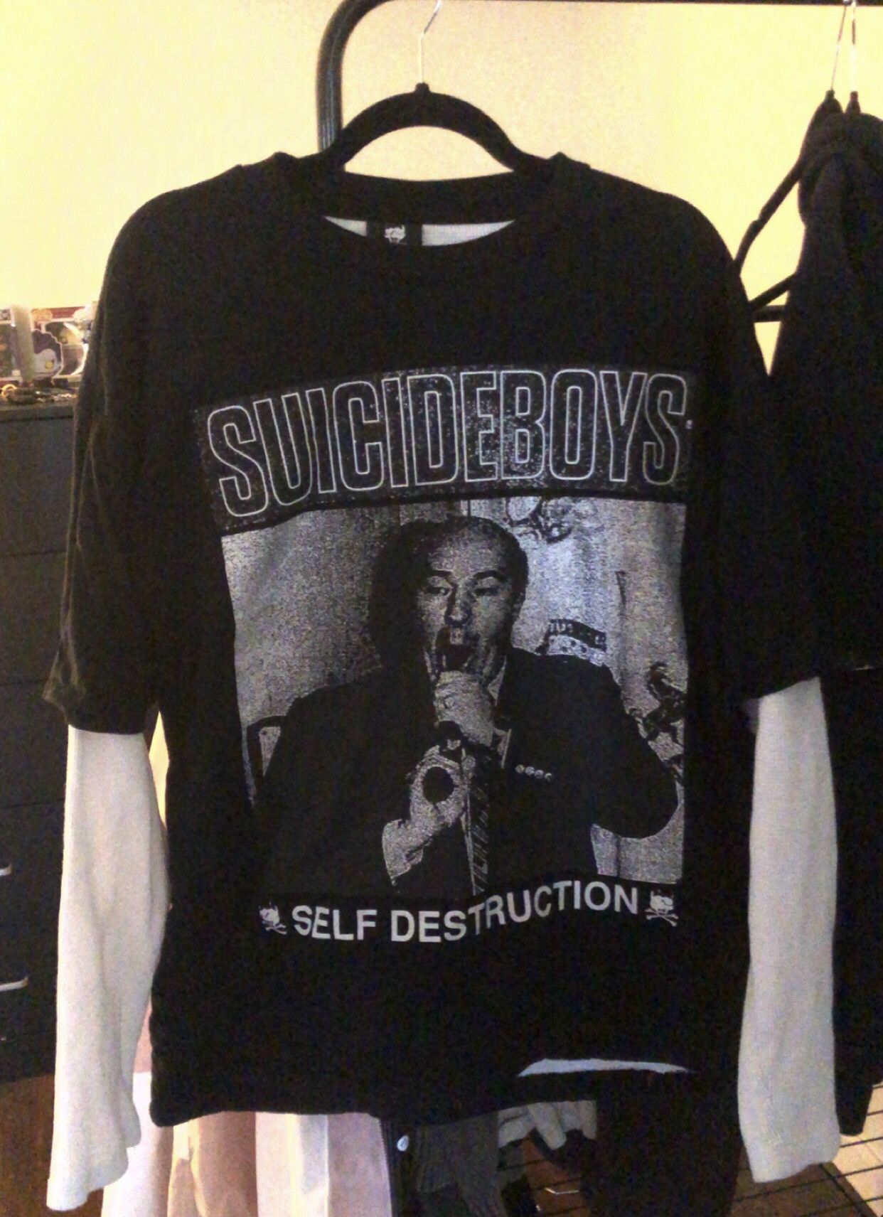 image of G59 Records x Pouya Uicideboy Merch G59 Politician Layered Long Sleeve in Black, Men's (Size XL)