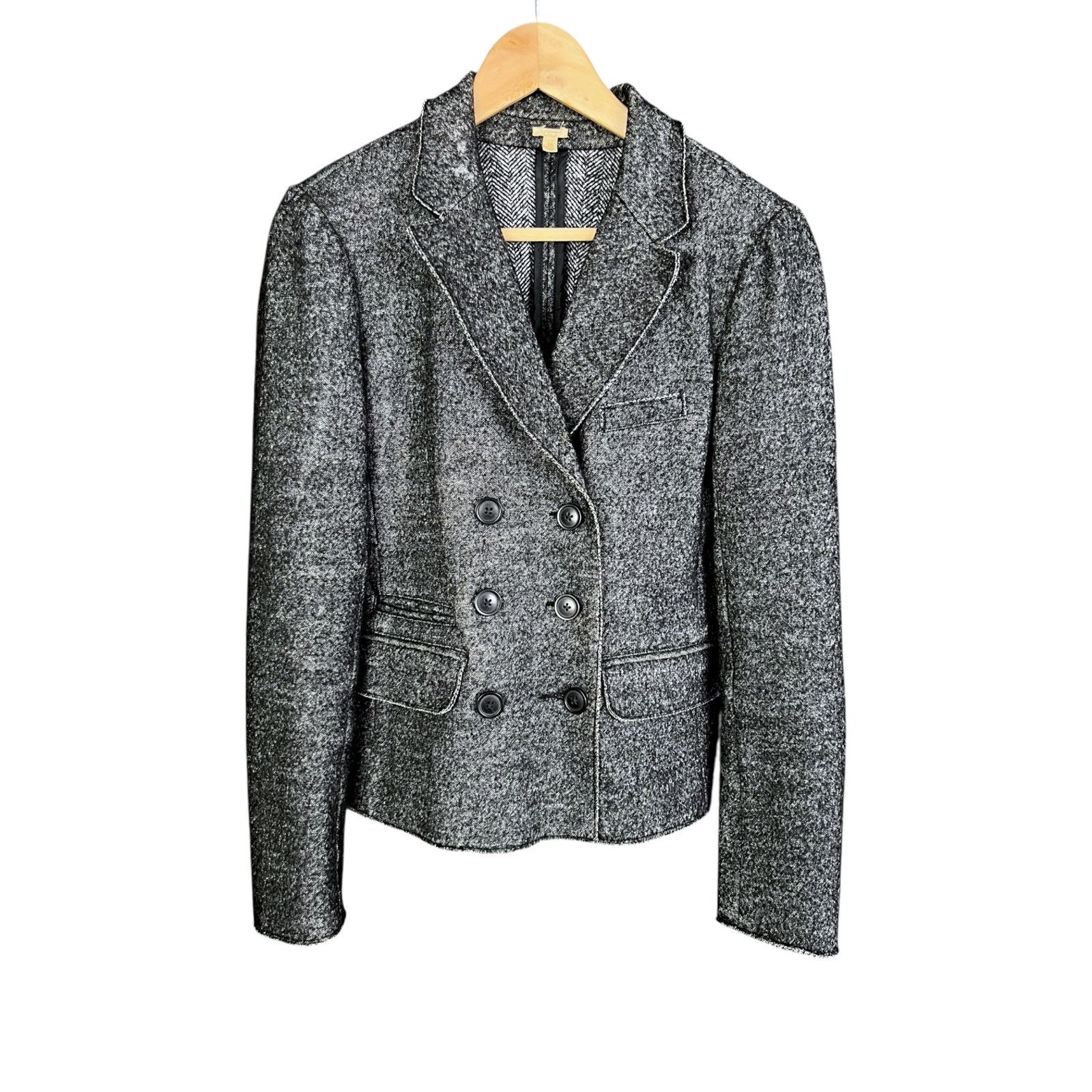 J.Crew J.Crew Womens Size 10 Gray Double Breasted Wool Blend Blazer Size L / US 10 / IT 46 - 8 Thumbnail