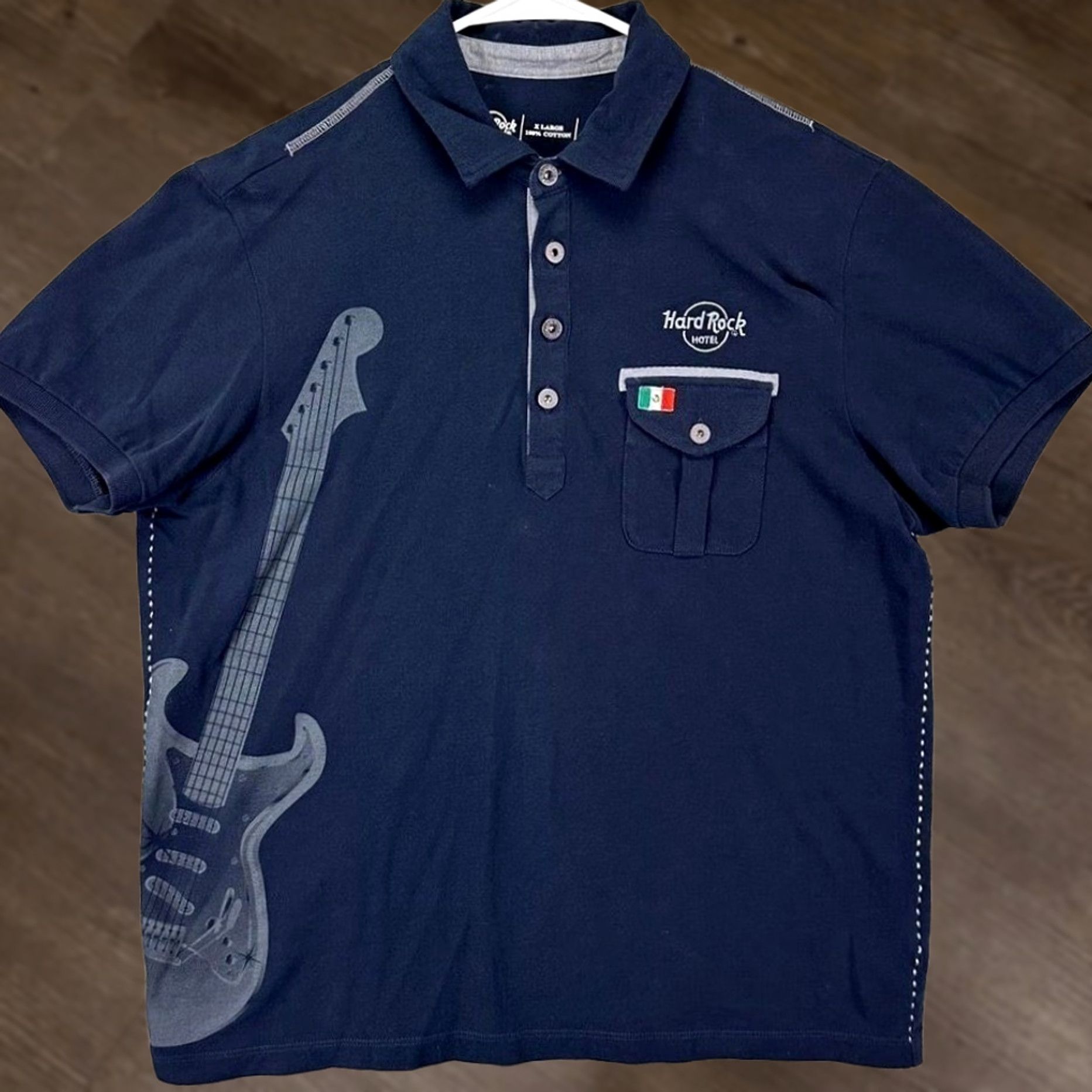 Hard Rock Cafe Hard Rock Hotel Polo Shirt Mens XL Navy Blue Rugby Graphic Pocket Short Sleeve Size US XL / EU 56 / 4 - 1 Thumbnail