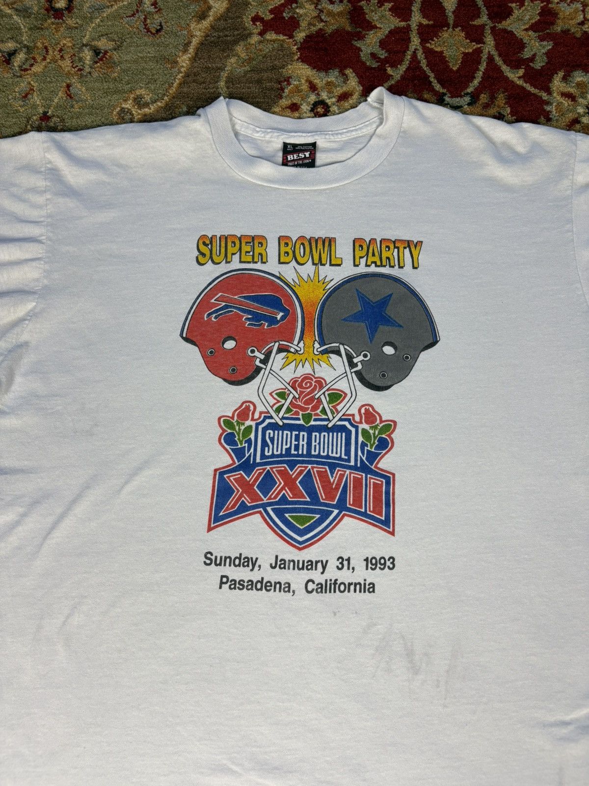 NFL × Vintage Vintage 1993 Bills VS Cowboys Tshirt Size US XL / EU 56 / 4 - 4 Thumbnail
