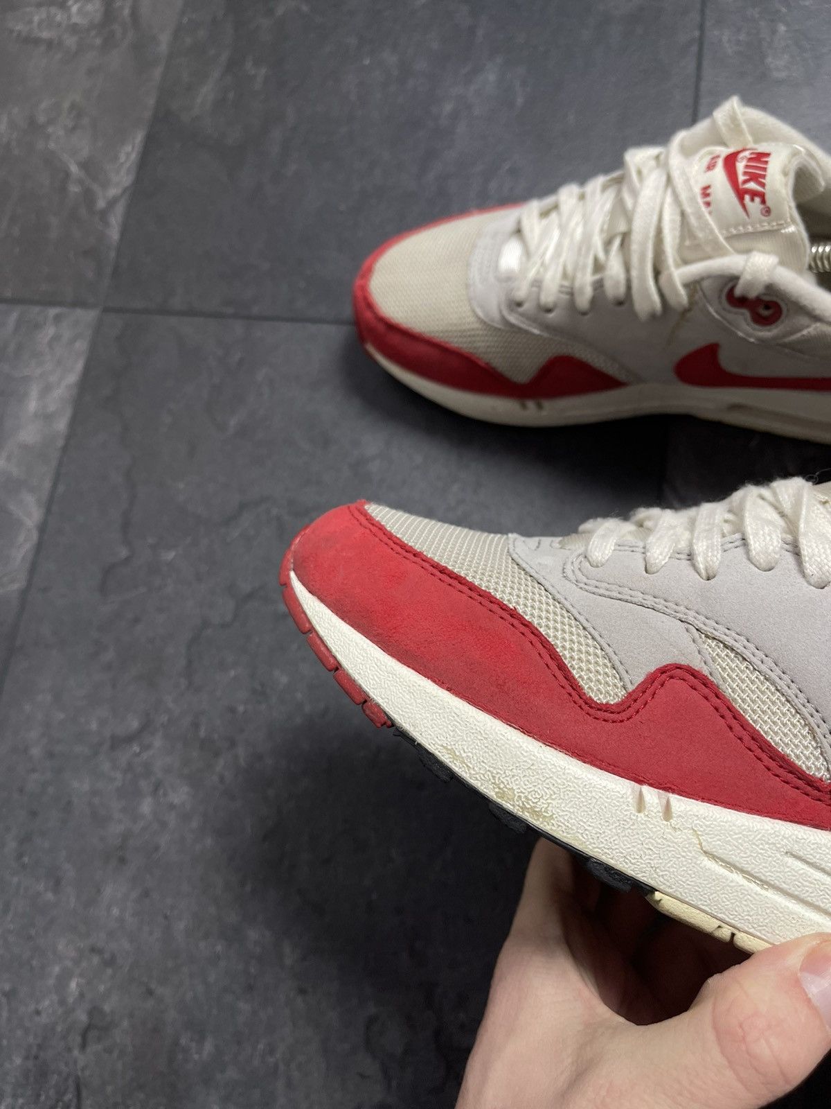 Nike × Streetwear × Vintage Nike Air Max 1 OG Red White Grey Black 2012 Mens Size US 7 / EU 40 - 9 Thumbnail