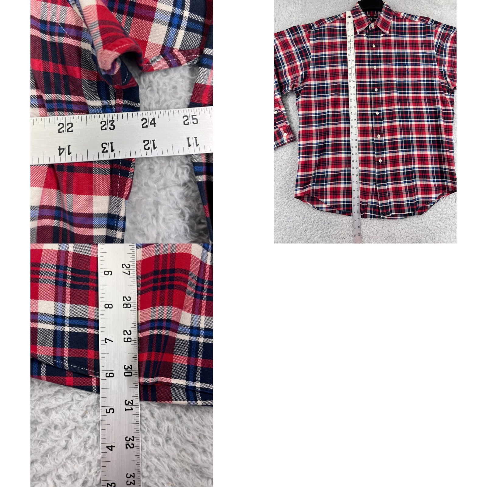 Ralph Lauren VINTAGE Ralph Lauren Shirt Mens Small Red Blue Plaid Big Fit 100% Cotton Western Size US S / EU 44-46 / 1 - 9 Thumbnail