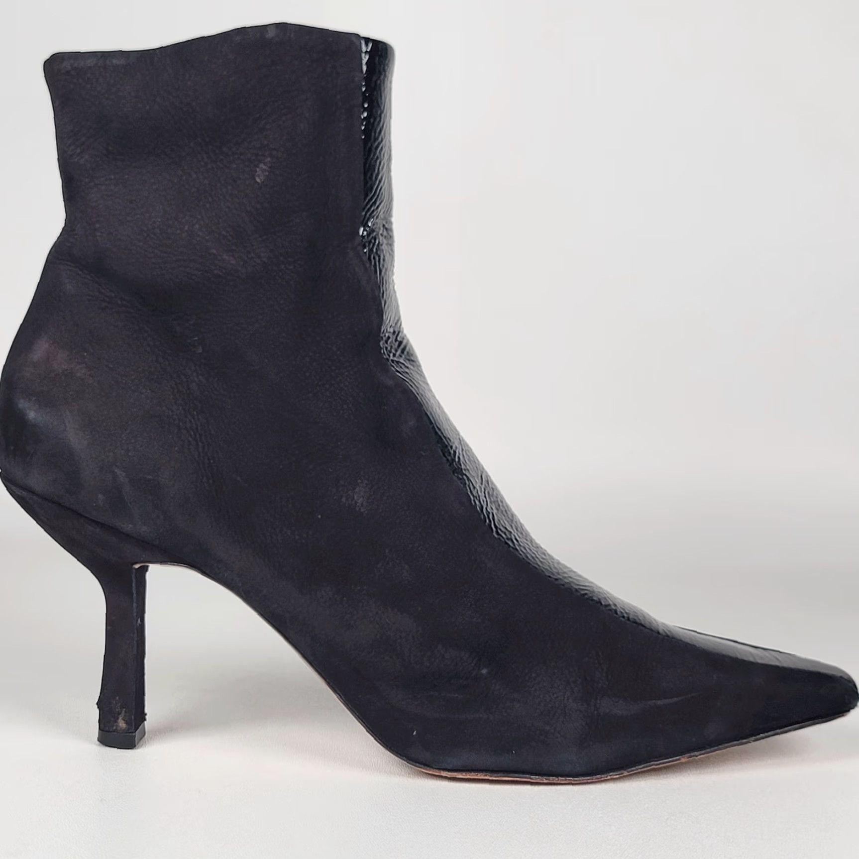 SCHUTZ Schutz Bootie Women Black Leather Size 10 Ankle Zip Pointed Toe Stiletto Heel 2-2.9in Leather Lining Comfort Casual Vintage: No Size US 10 / IT 40 - 3 Thumbnail