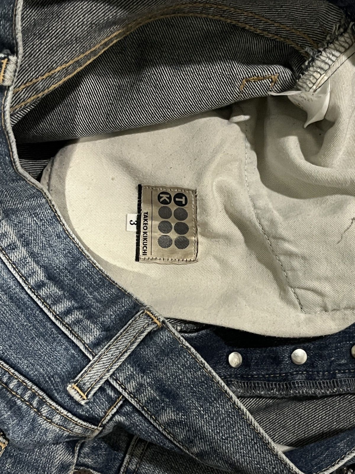 Japanese Brand WASHED DENIM PAINT SPLATTER DISTRESSED JEANS NOT HELMUT LANG Size US 31 - 9 Thumbnail