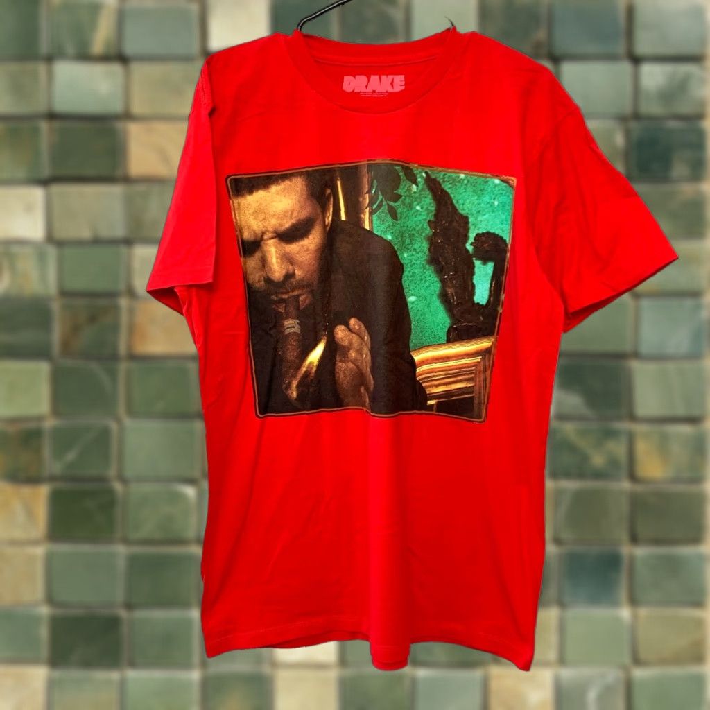Vintage Drake Tee Shirt Short Sleeve Graphic 2012 Smoke Away From Home Large Red Unisex Adults 100% Cotton T-Shirt Size US L / EU 52-54 / 3 - 1 Thumbnail